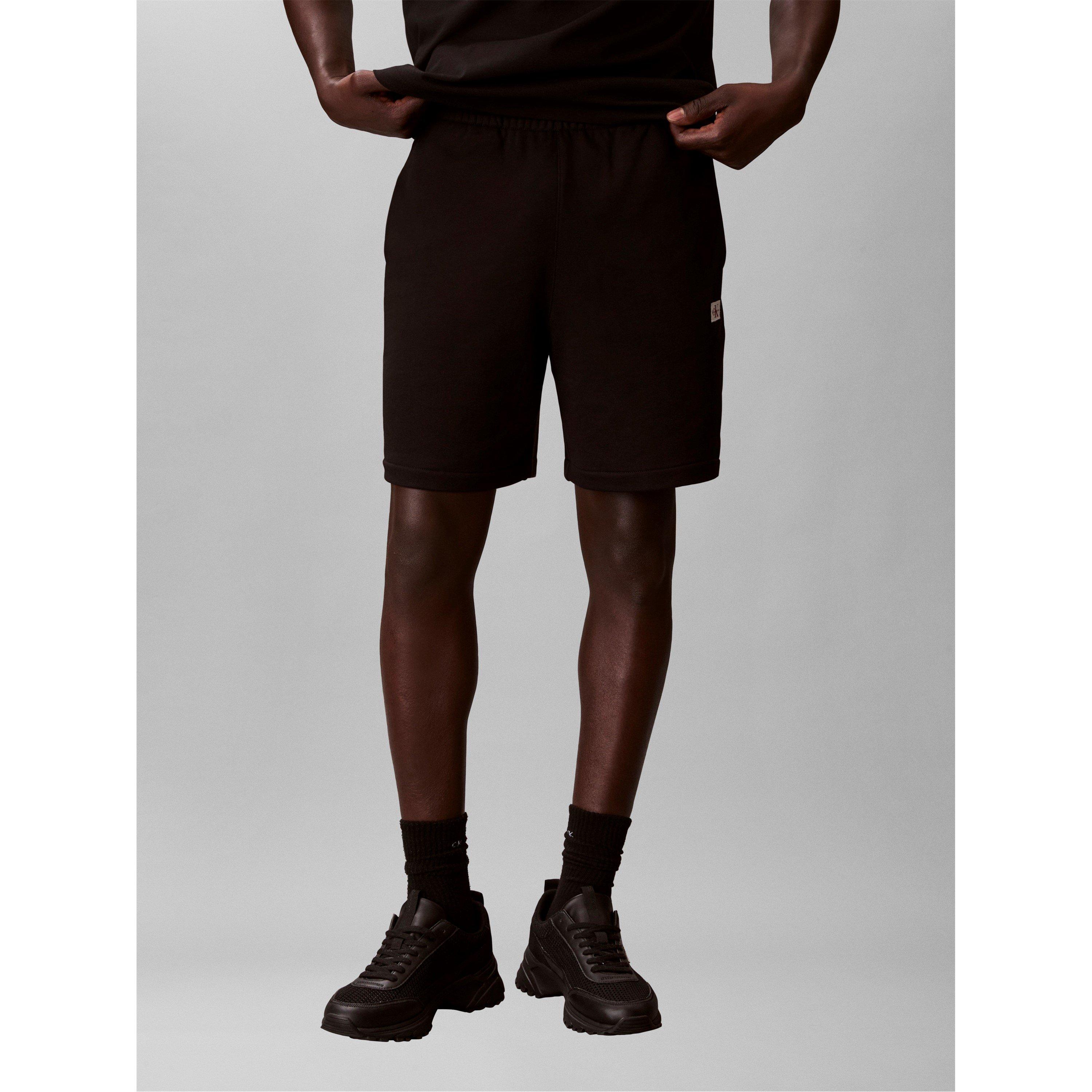 Noir - Calvin Klein Jeans - Men's Woven Badge Fleece Jogger Shorts - 2