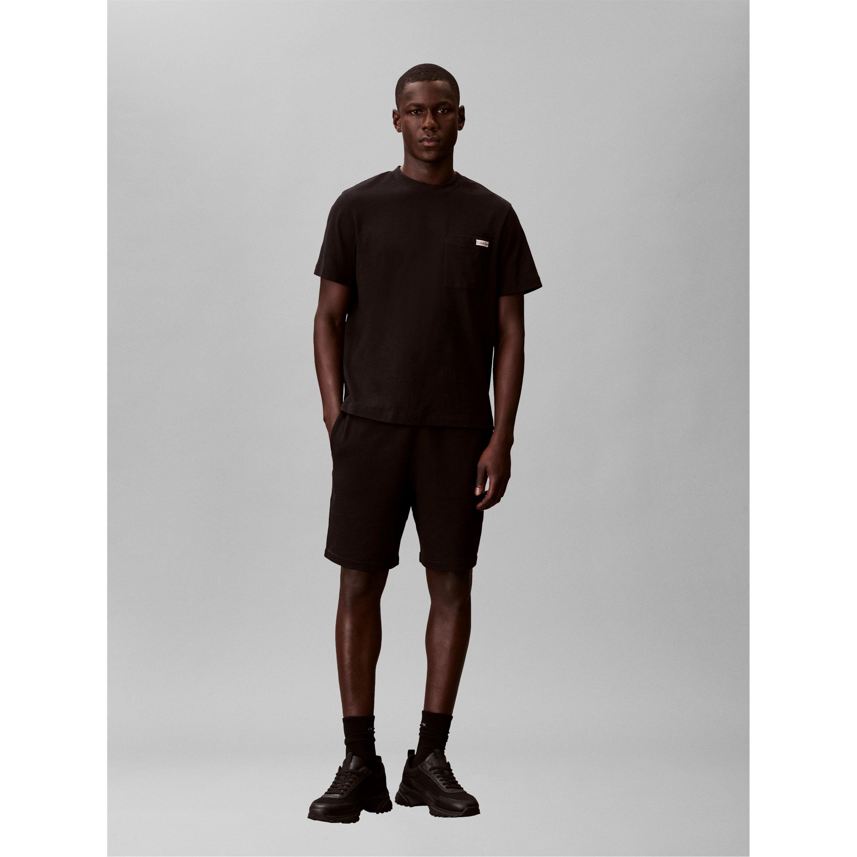 Noir - Calvin Klein Jeans - Men's Woven Badge Fleece Jogger Shorts - 4