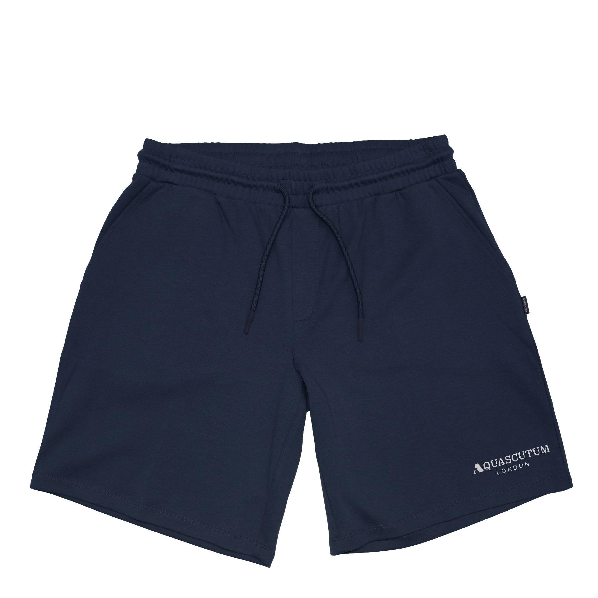 Navy - Aquascutum - Men's Fleece Jogger Shorts - 1