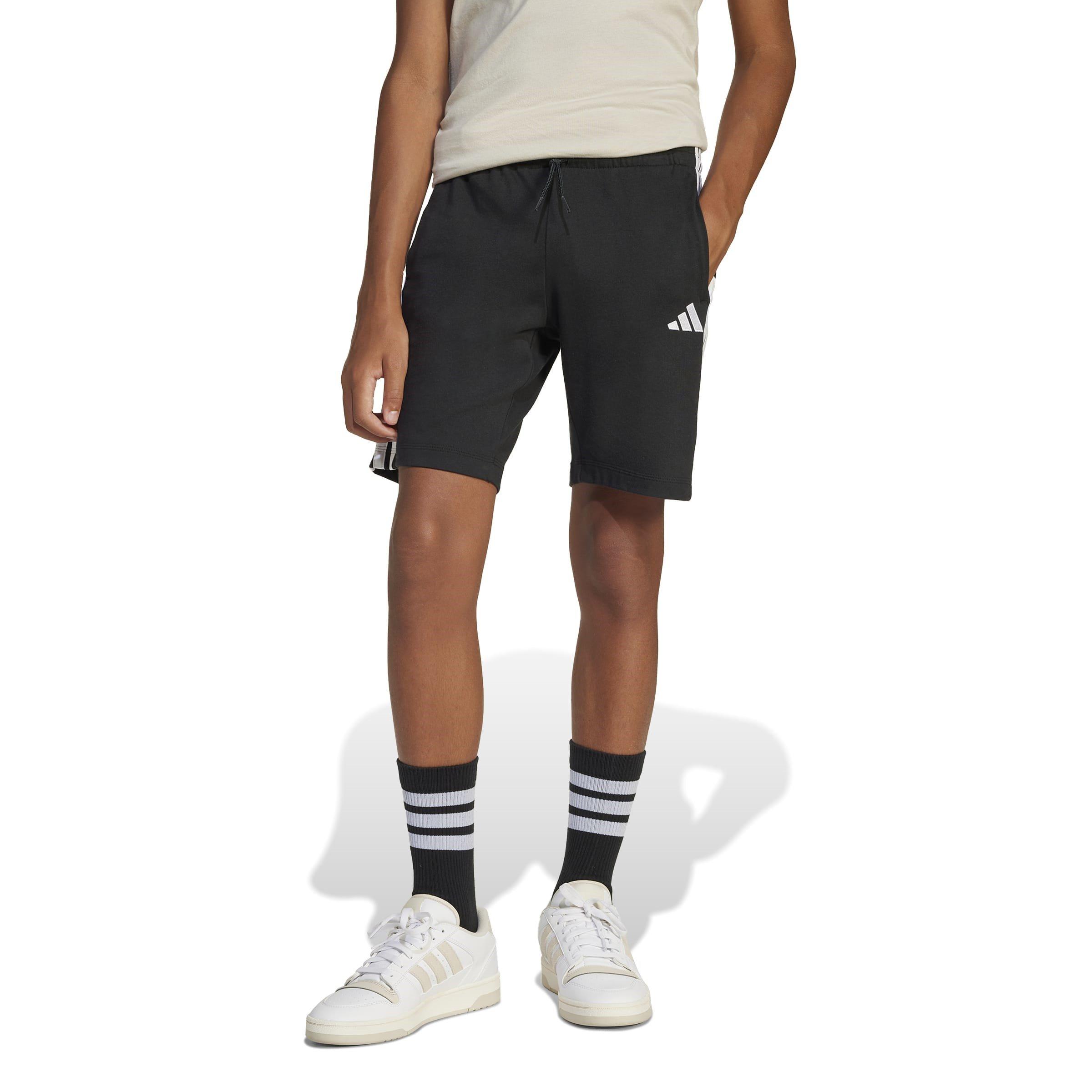 Black/White - adidas - Essentials 3 Stripe Jersey Short Juniors - 4