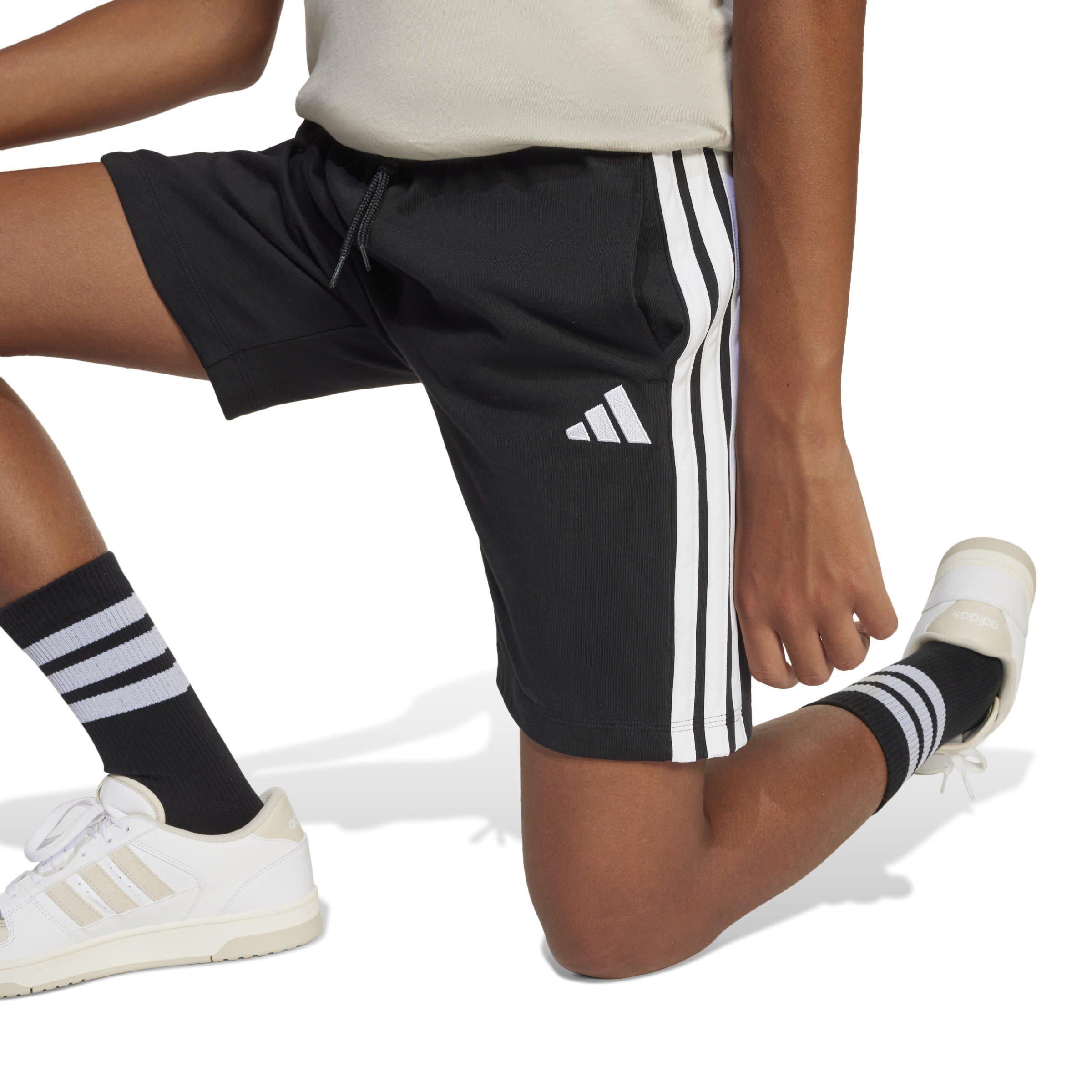 Black/White - adidas - Essentials 3 Stripe Jersey Short Juniors - 7