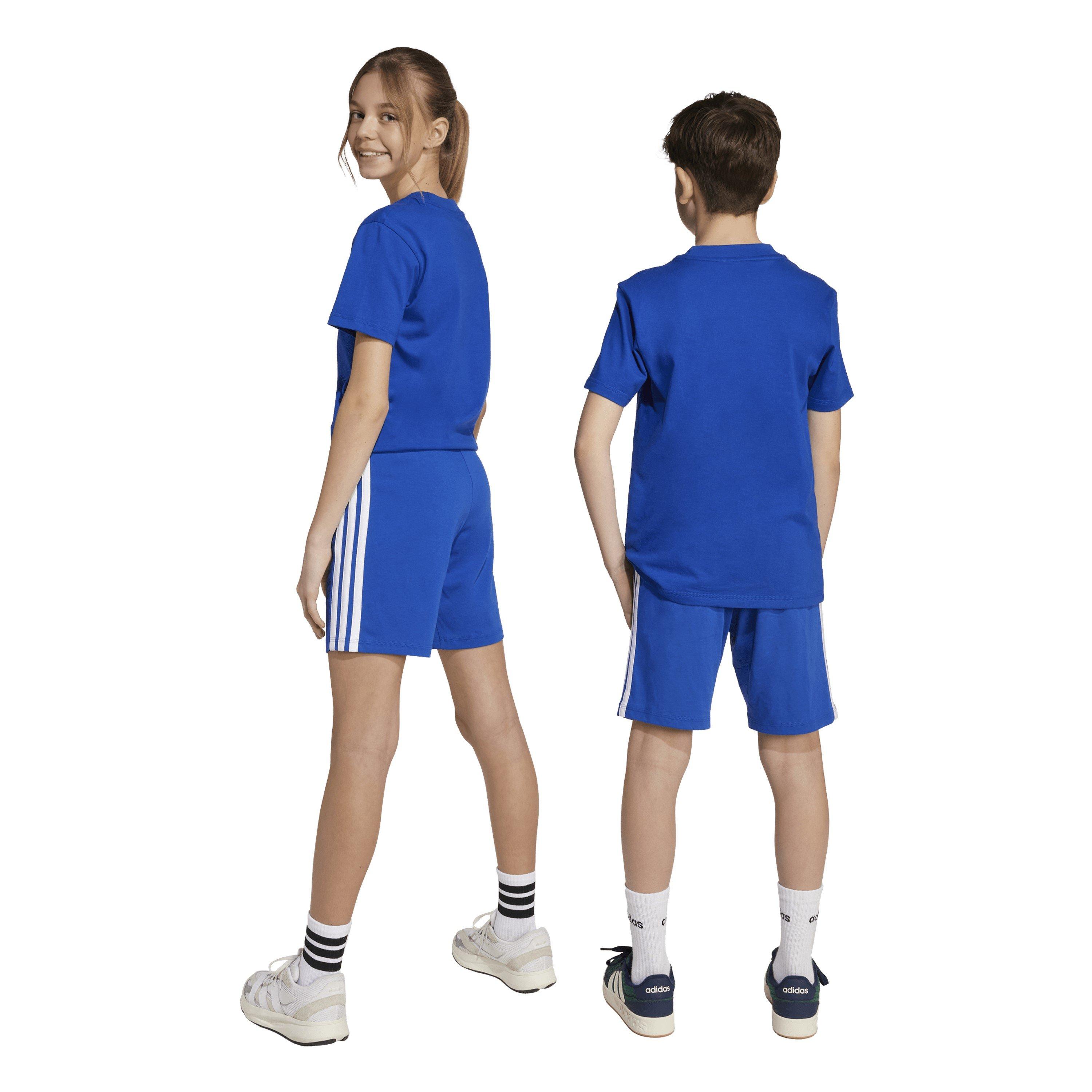 Tinta/Branco - adidas - Essentials 3 Stripe Jersey Short Juniors - 3