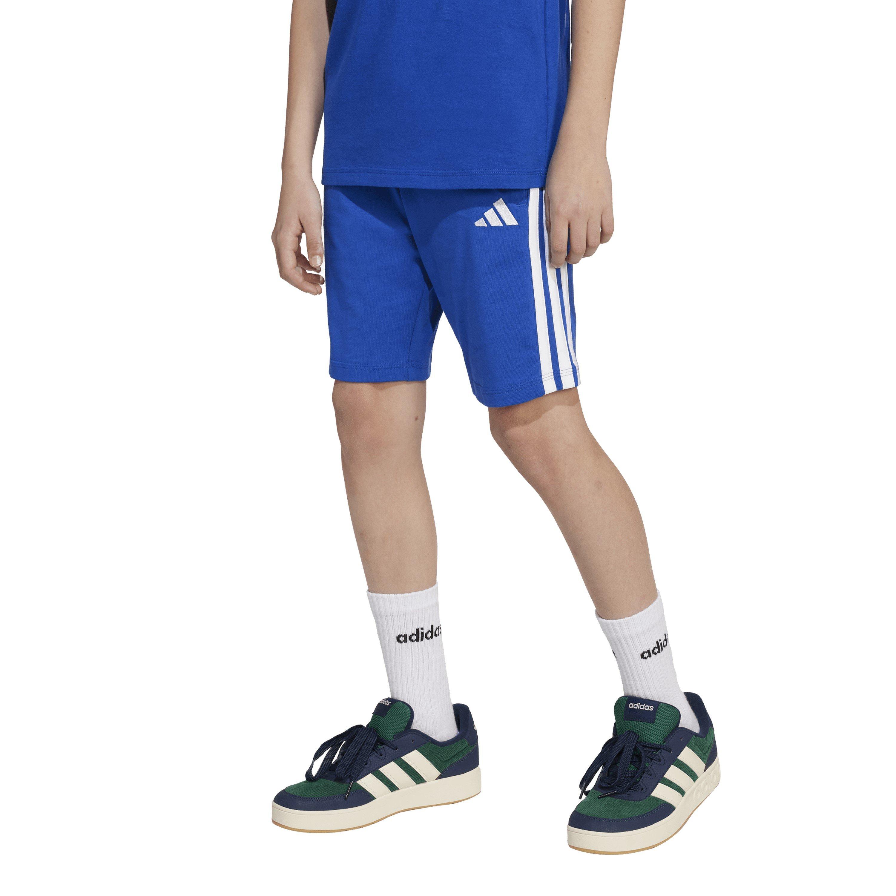 Tinta/Branco - adidas - Essentials 3 Stripe Jersey Short Juniors - 4