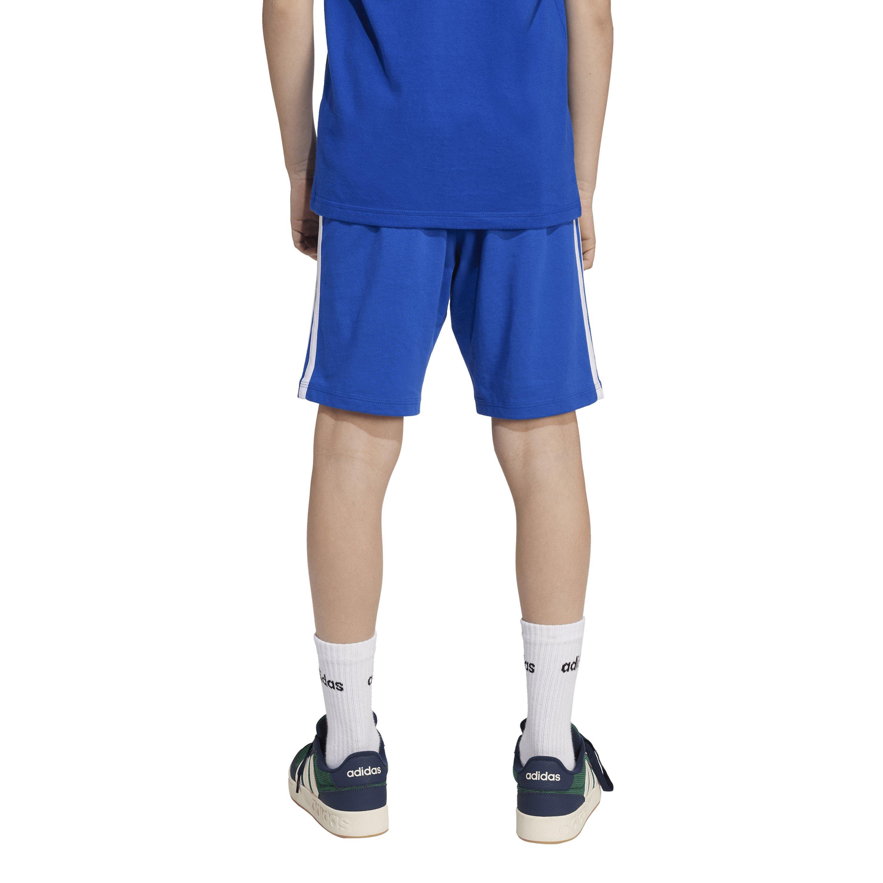 Tinta/Branco - adidas - Essentials 3 Stripe Jersey Short Juniors - 5
