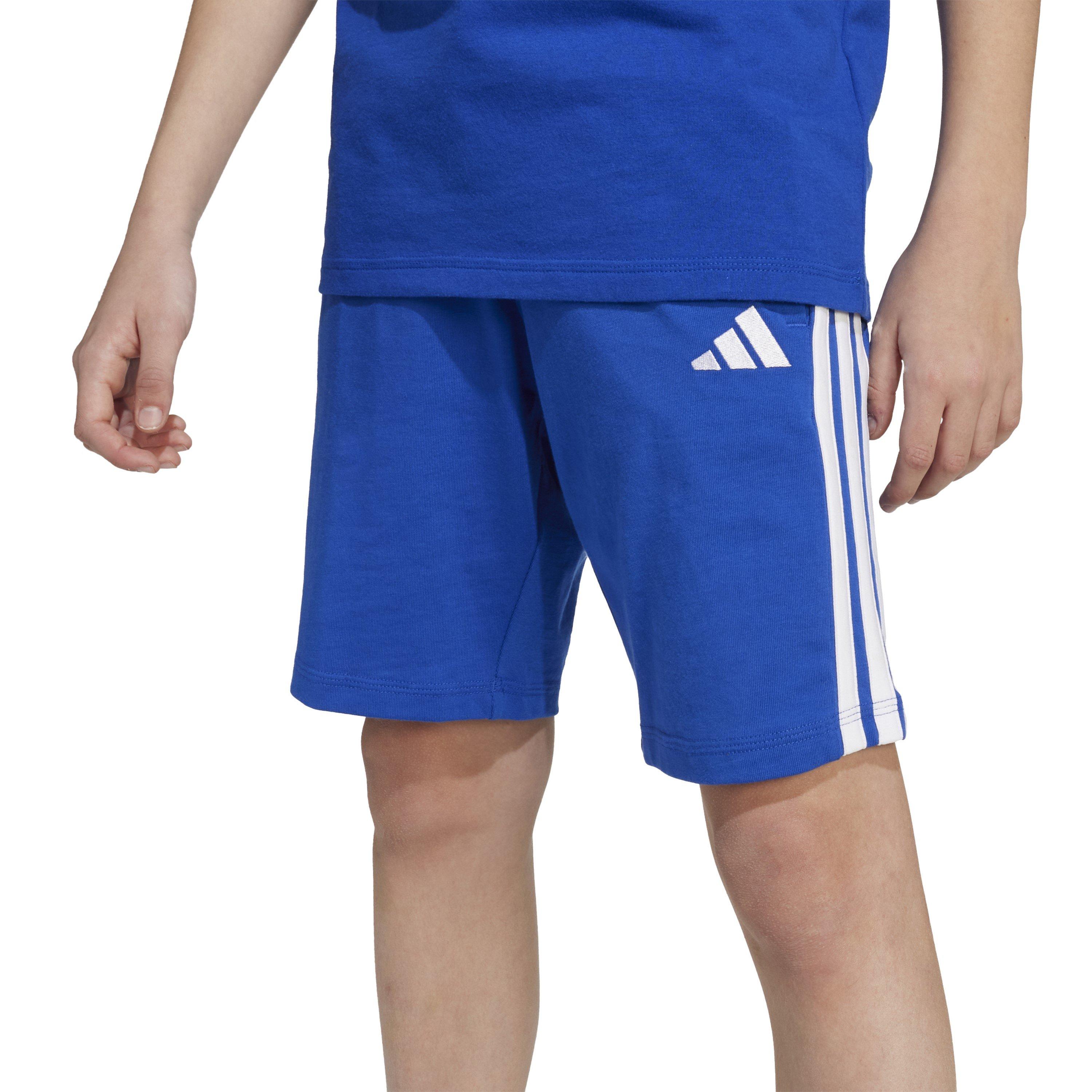 Tinta/Branco - adidas - Essentials 3 Stripe Jersey Short Juniors - 6
