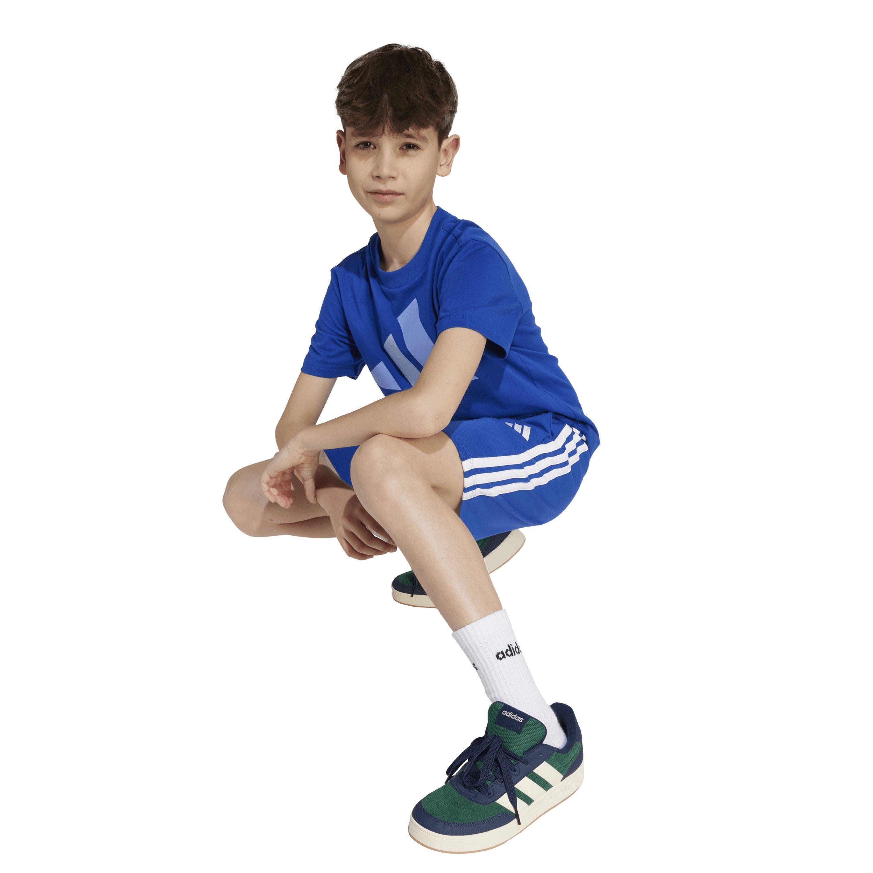 Tinta/Branco - adidas - Essentials 3 Stripe Jersey Short Juniors - 8
