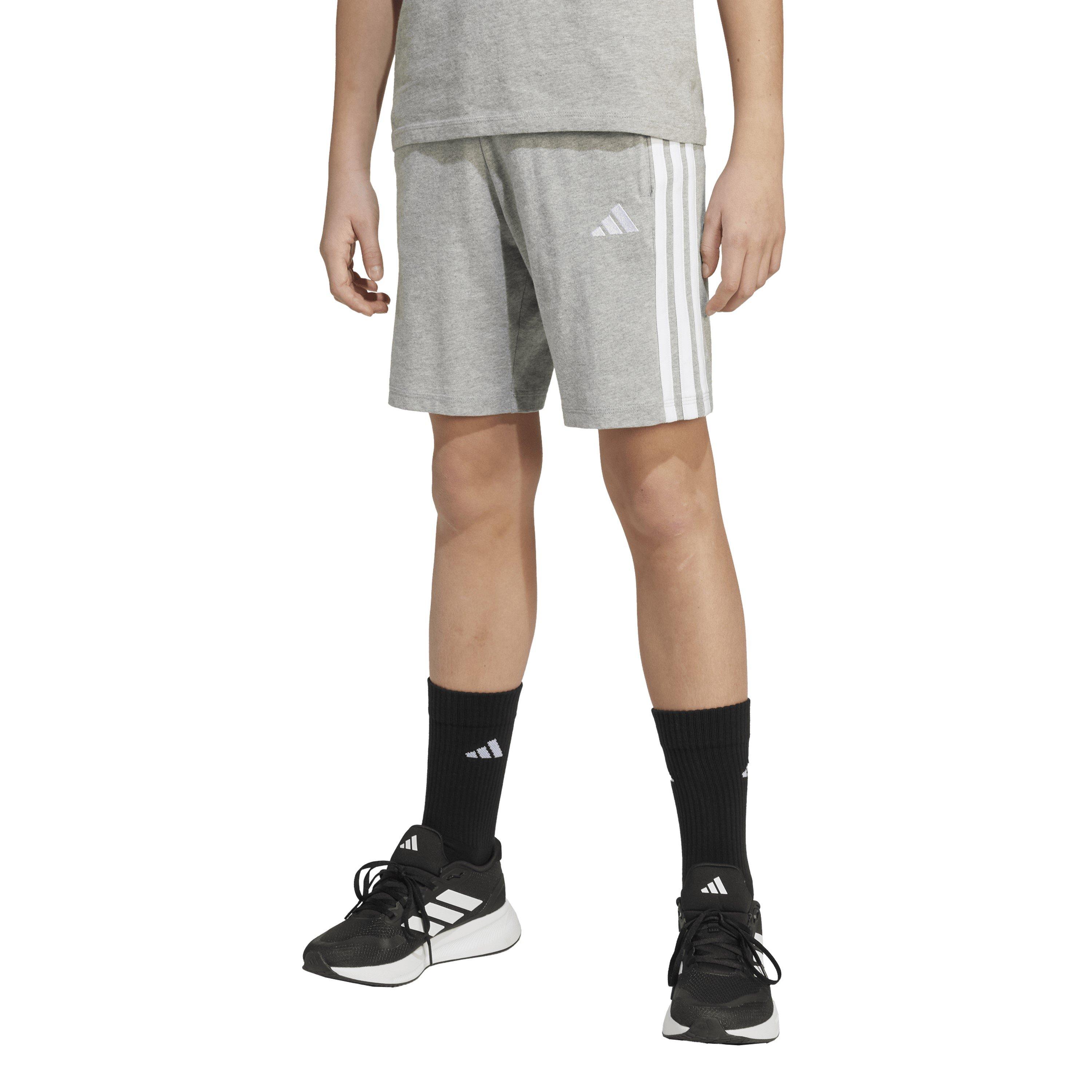 Grey/White - adidas - Essentials 3 Stripe Jersey Short Juniors - 4