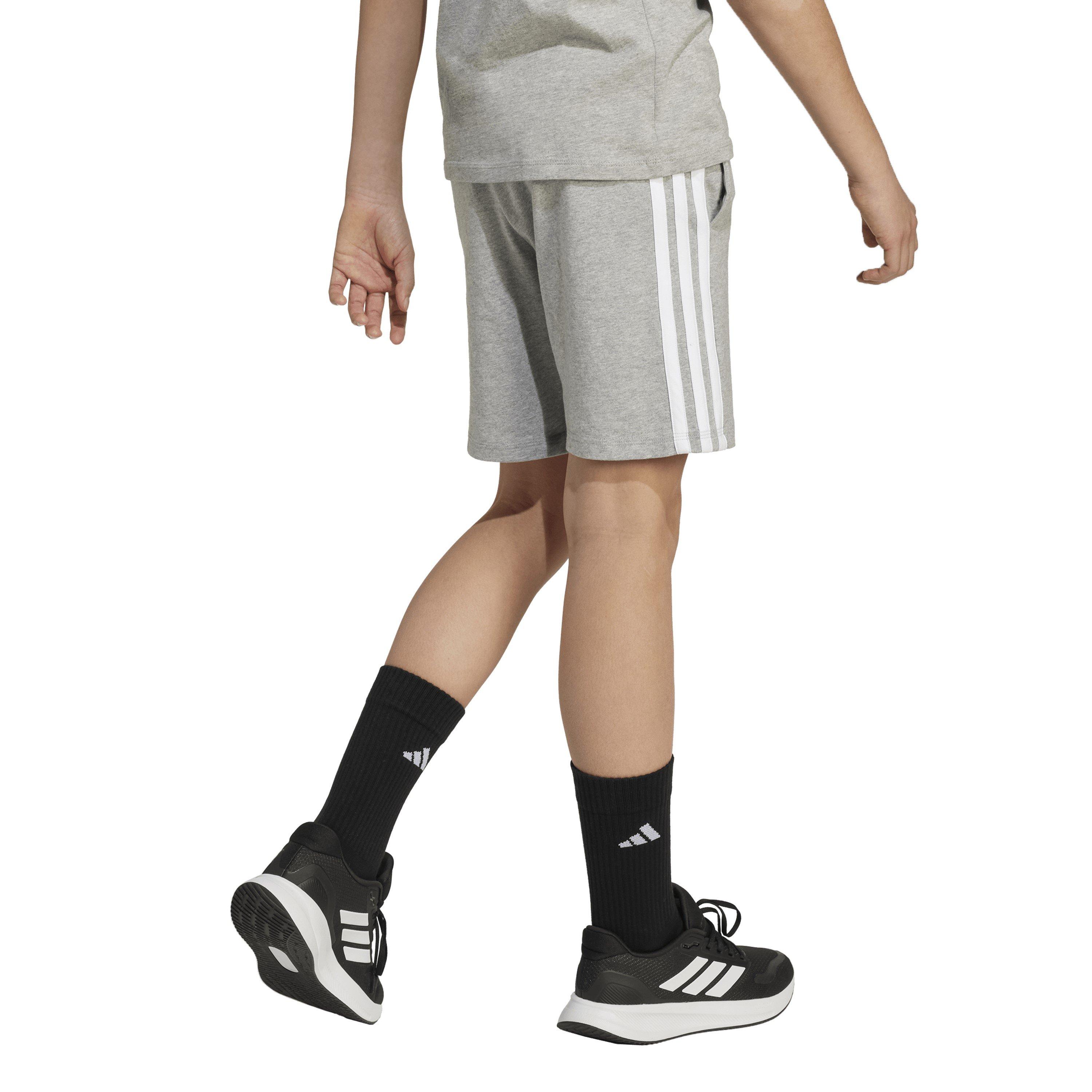 Grey/White - adidas - Essentials 3 Stripe Jersey Short Juniors - 5