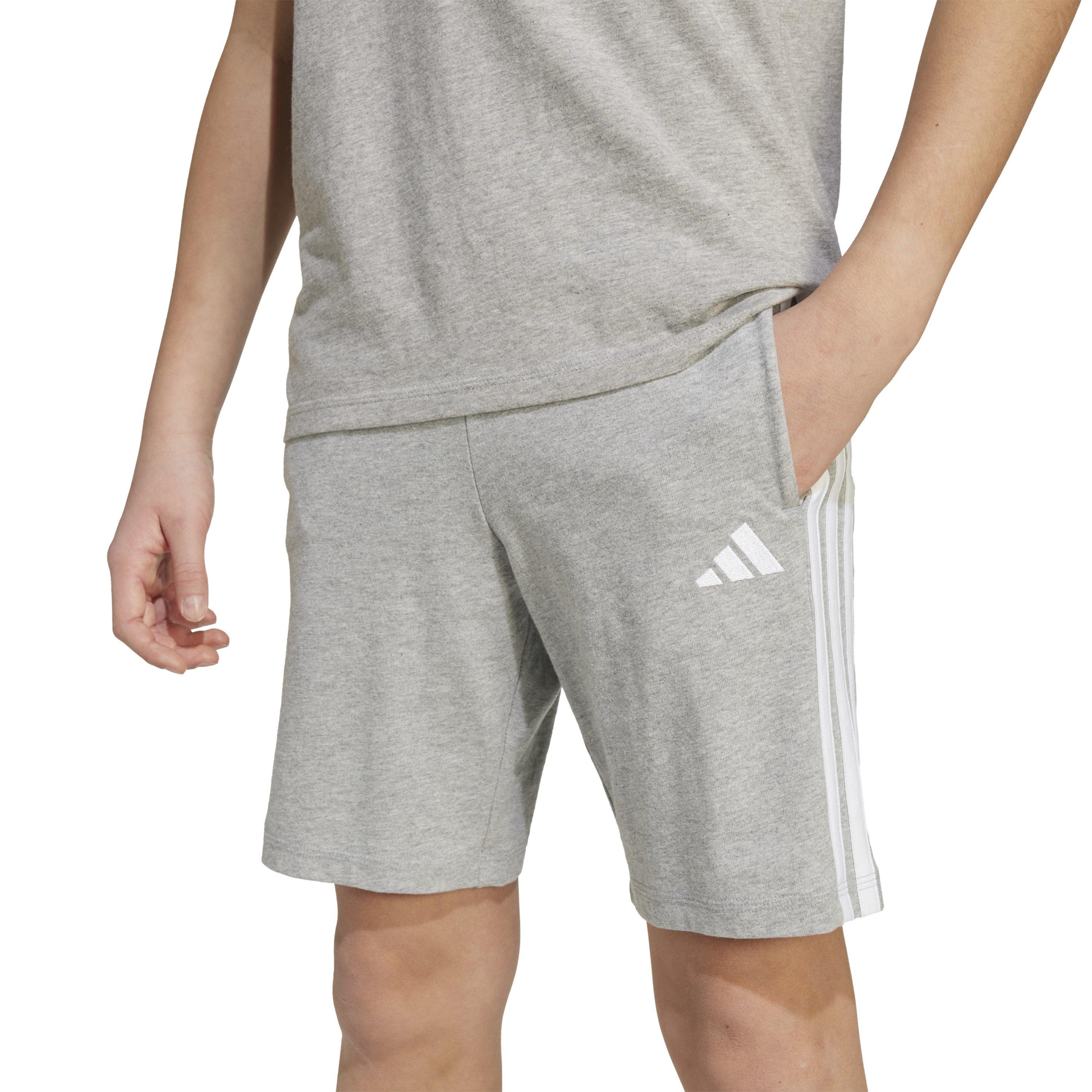 Grey/White - adidas - Essentials 3 Stripe Jersey Short Juniors - 6