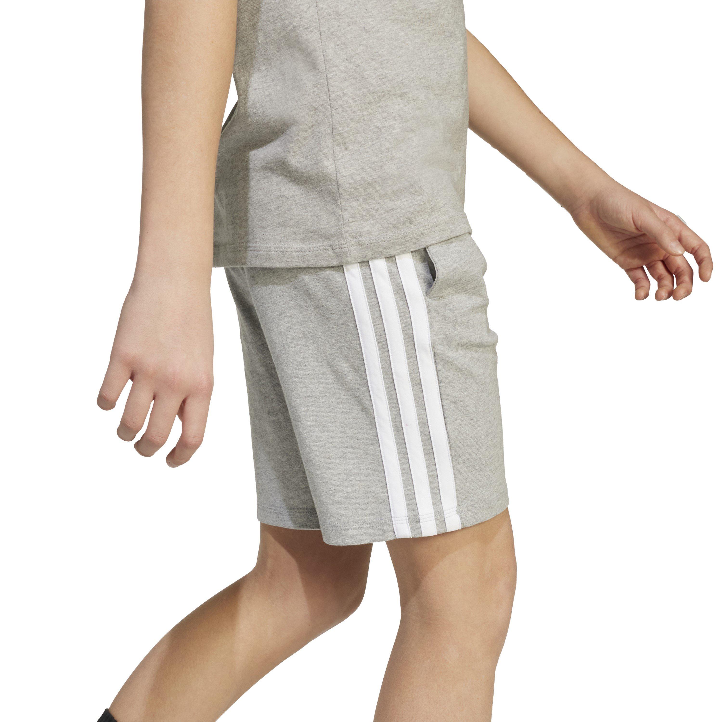 Grey/White - adidas - Essentials 3 Stripe Jersey Short Juniors - 8