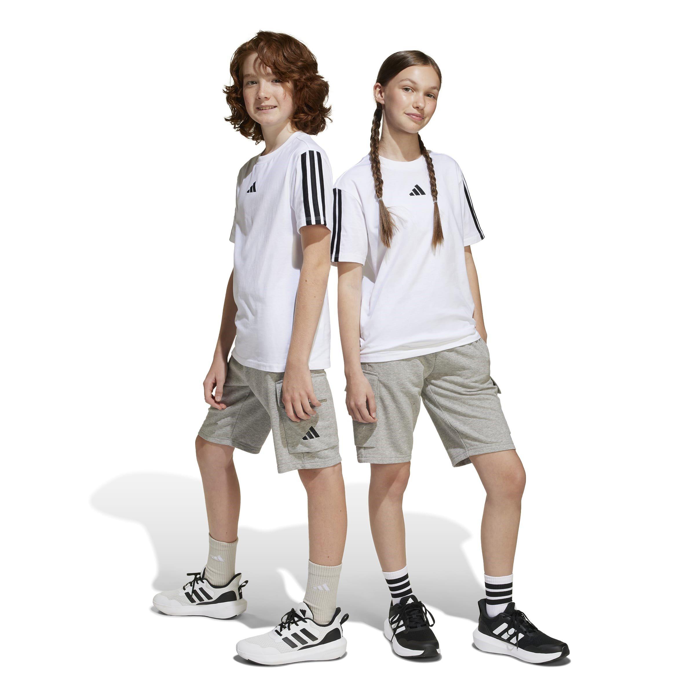 Med Grey/Black - adidas - Kids' Essentials Cargo Jogger Shorts - 2