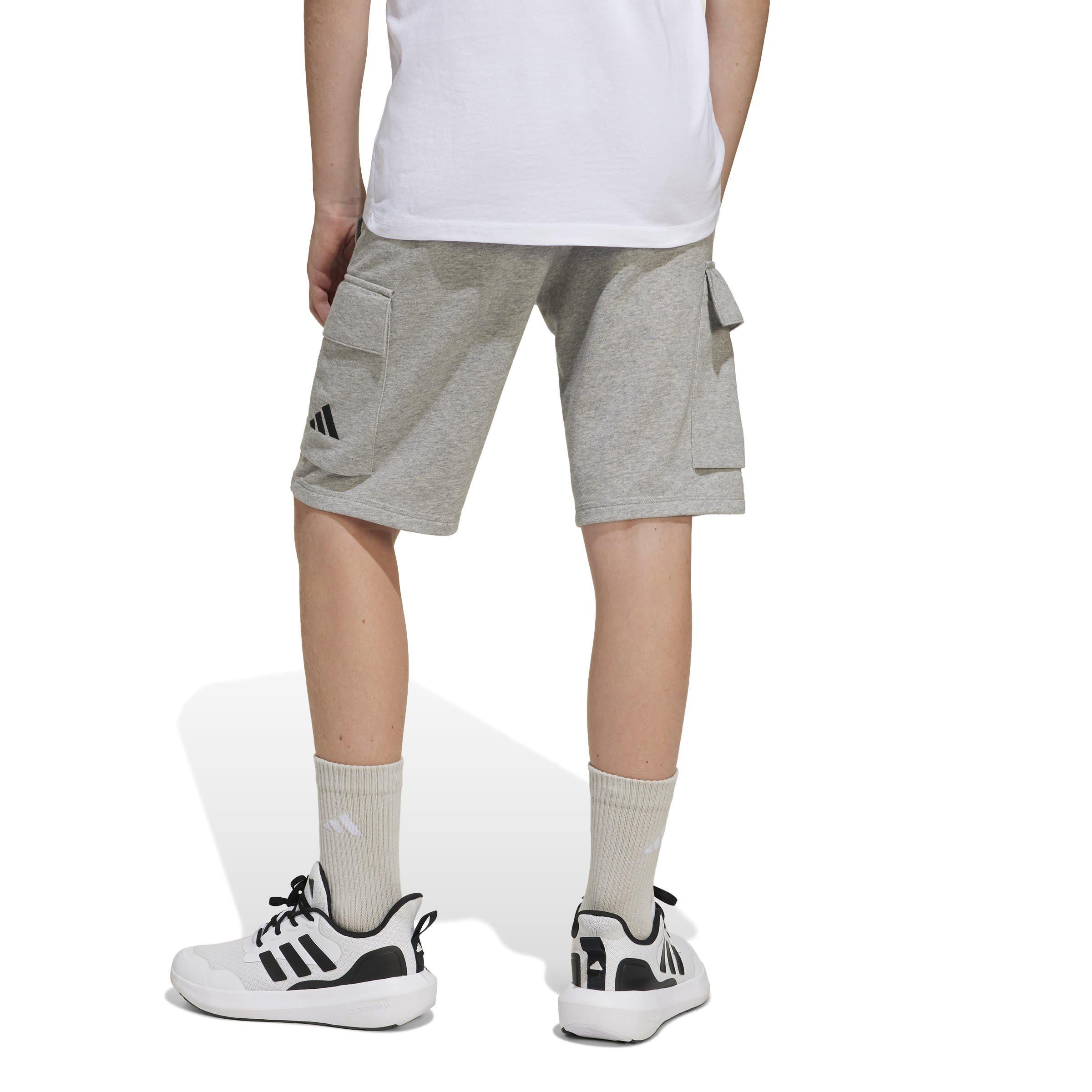 Med Grey/Black - adidas - Kids' Essentials Cargo Jogger Shorts - 5