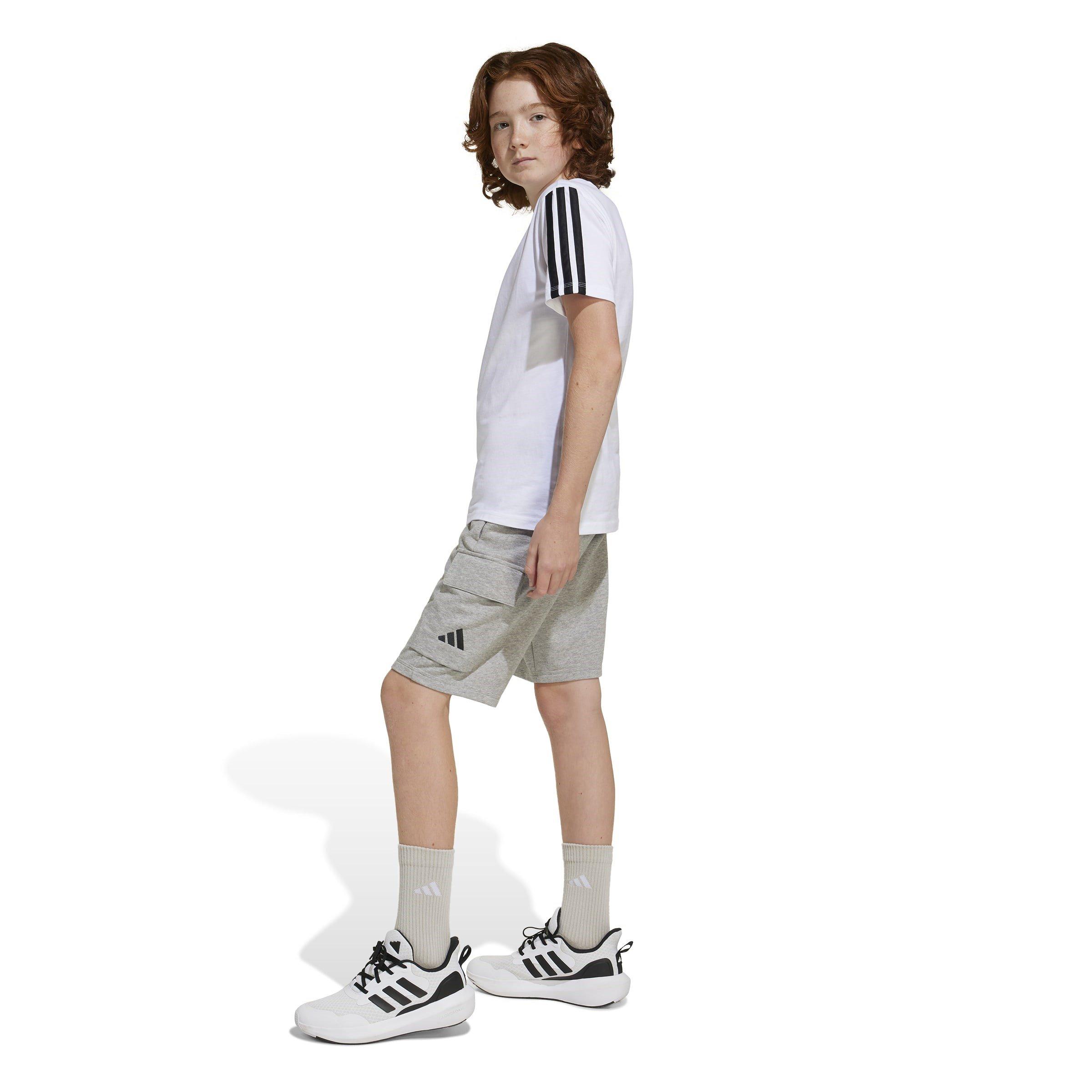 Med Grey/Black - adidas - Kids' Essentials Cargo Jogger Shorts - 6