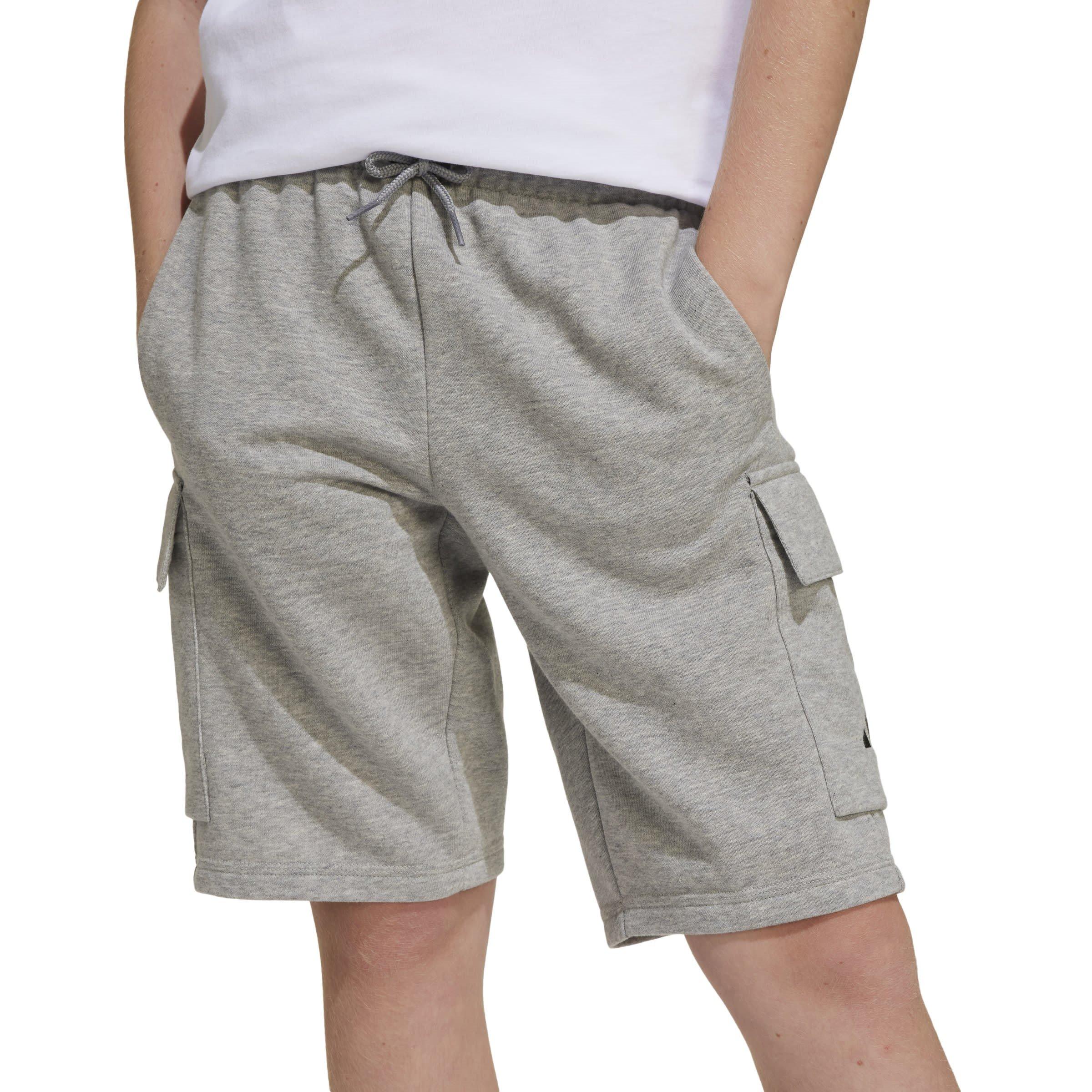 Med Grey/Black - adidas - Kids' Essentials Cargo Jogger Shorts - 7