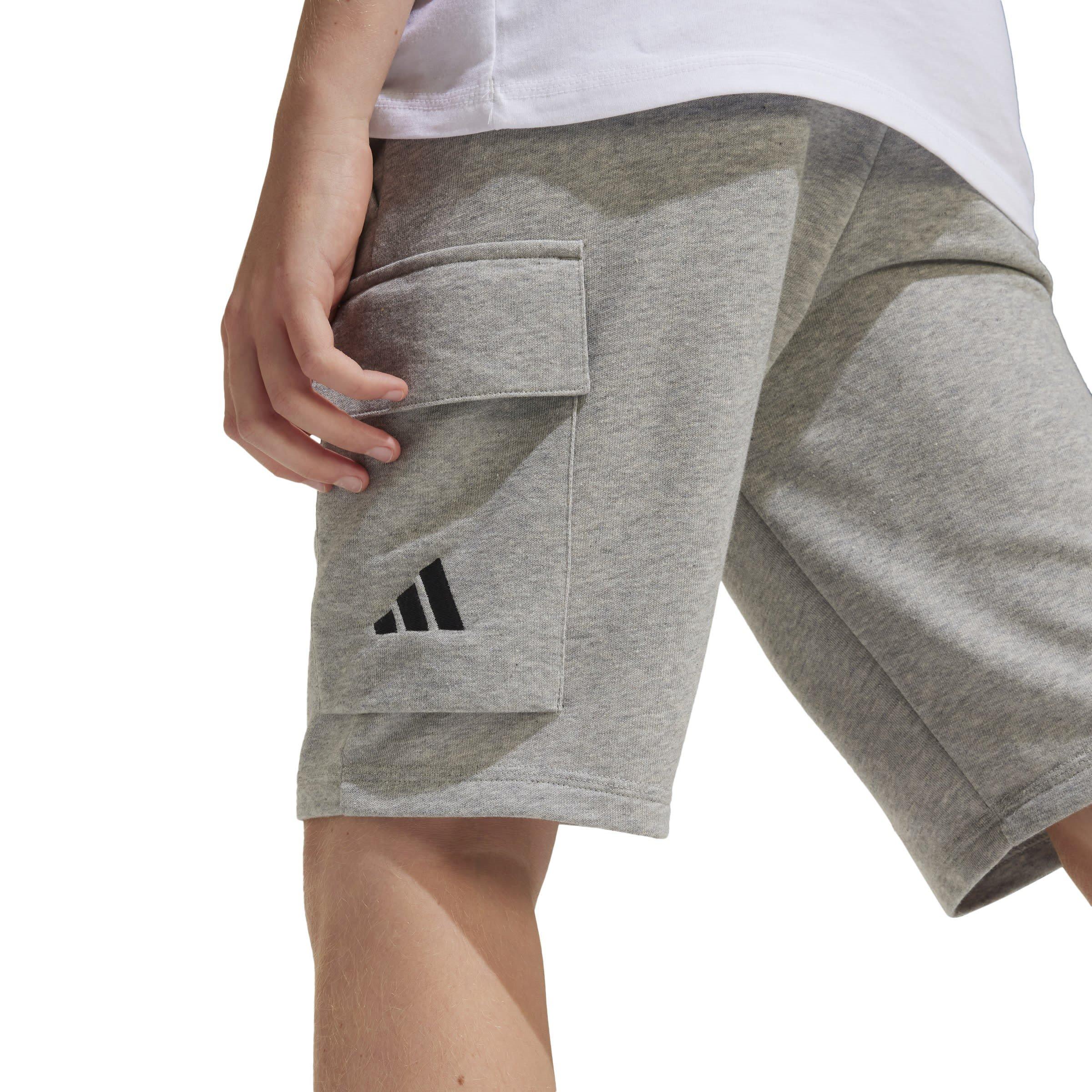 Med Grey/Black - adidas - Kids' Essentials Cargo Jogger Shorts - 8