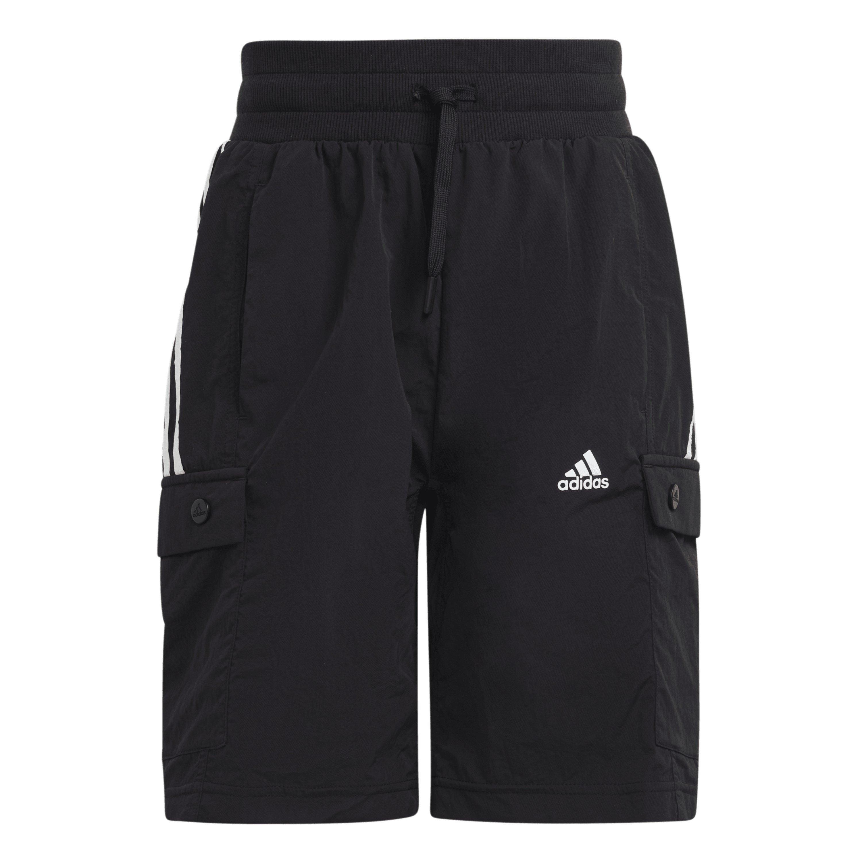 Adidas  Kids Jersey Jogger Shorts - Black/White - 15-16 Years