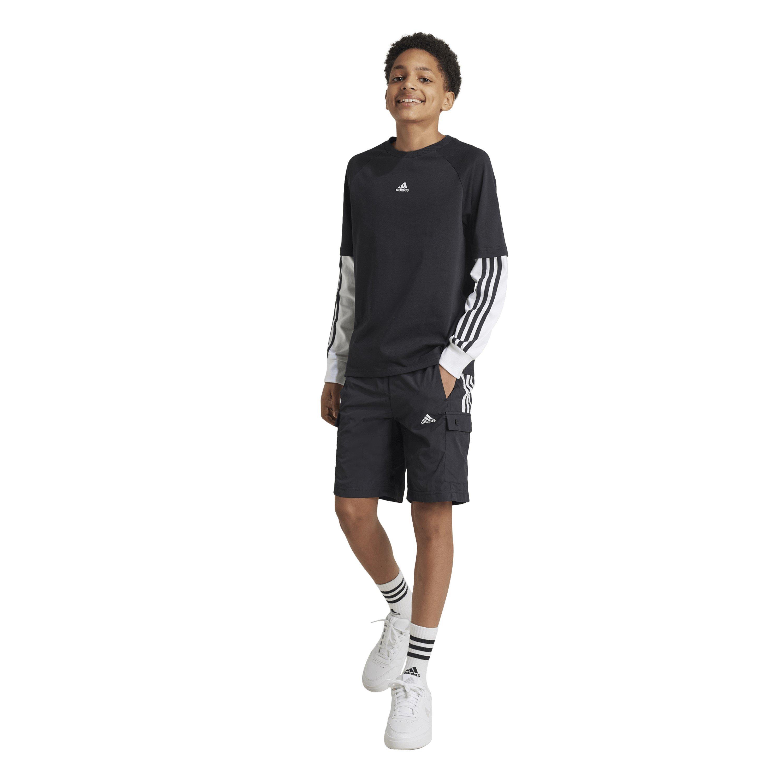 Black/White - adidas - Kids Jersey Jogger Shorts - 4