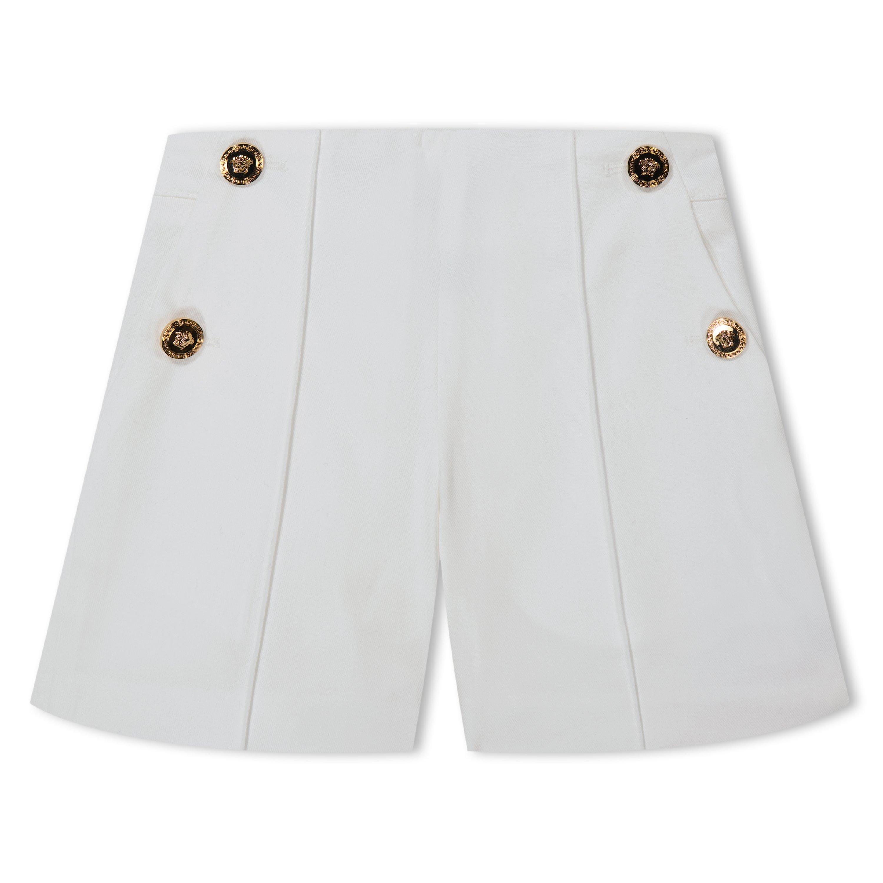 White 1W010 - Versace - Unisex Kids' Logo Fleece Jogger Shorts - 1