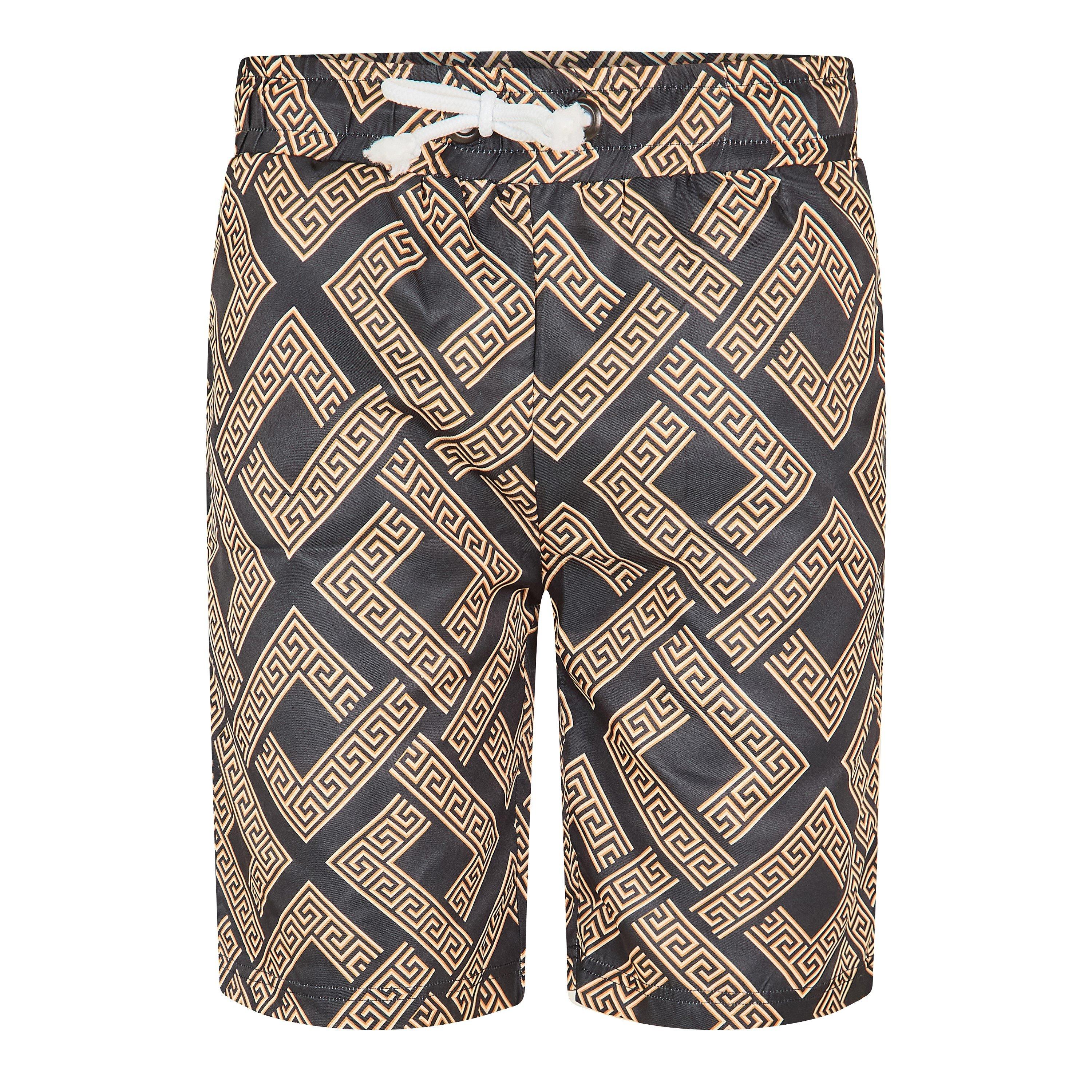 Black/Gold - Criminal Damage - Men's Roman Fleece Jogger Shorts - 1