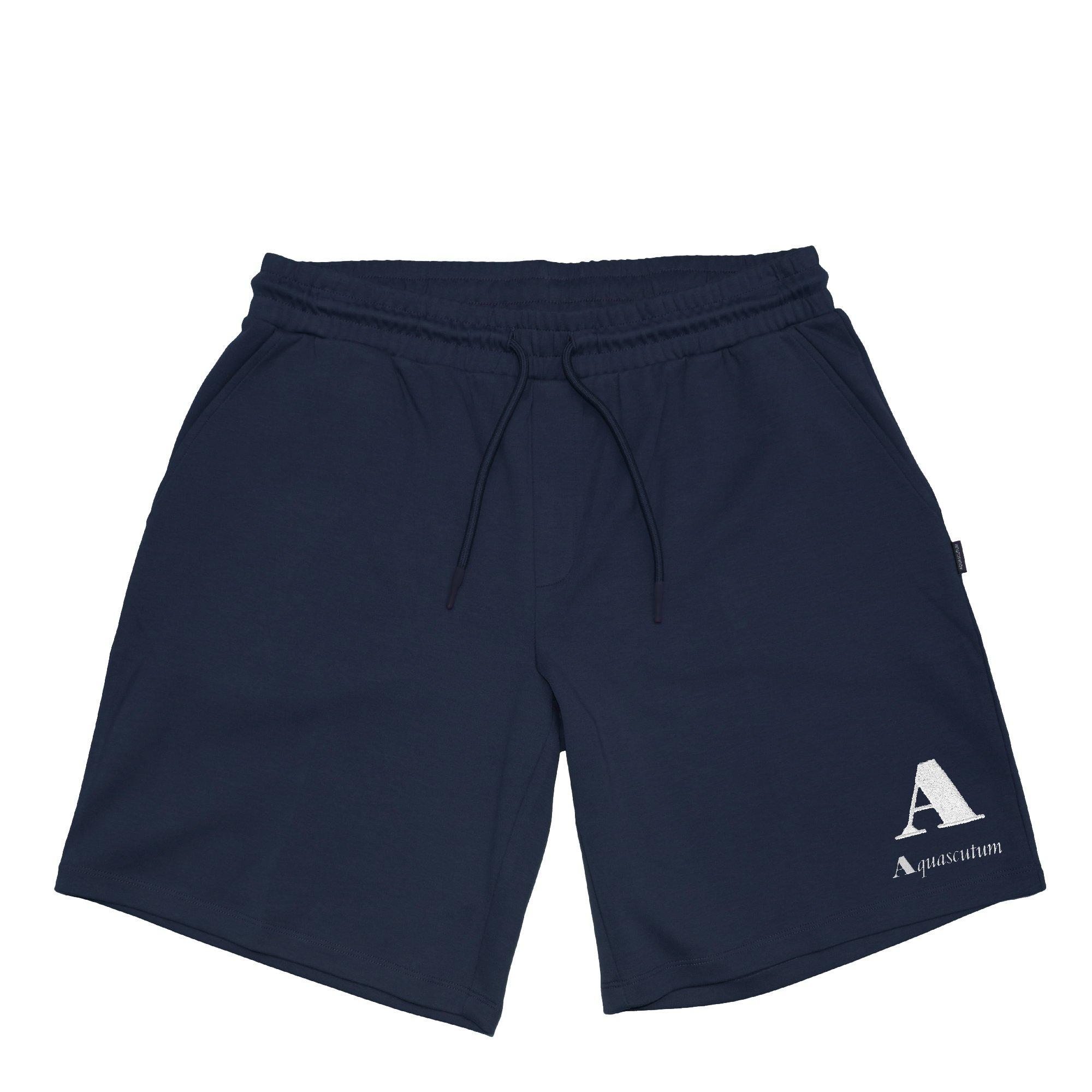 Navy - Aquascutum - Men's Fleece Jogger Shorts - 1
