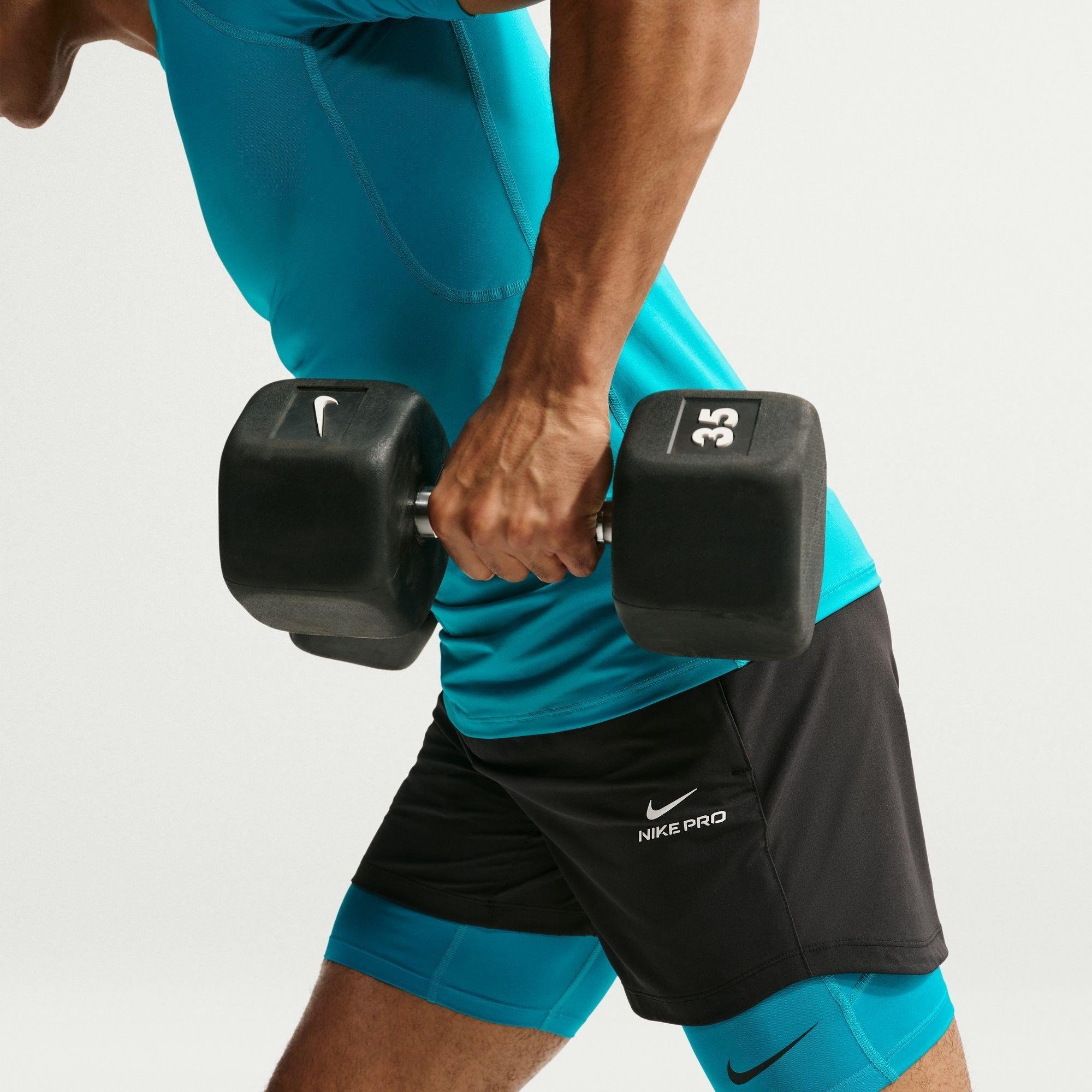 Energia/Preto - Nike - Men's PRO Long Dri-FIT Compression Gym Shorts - 6