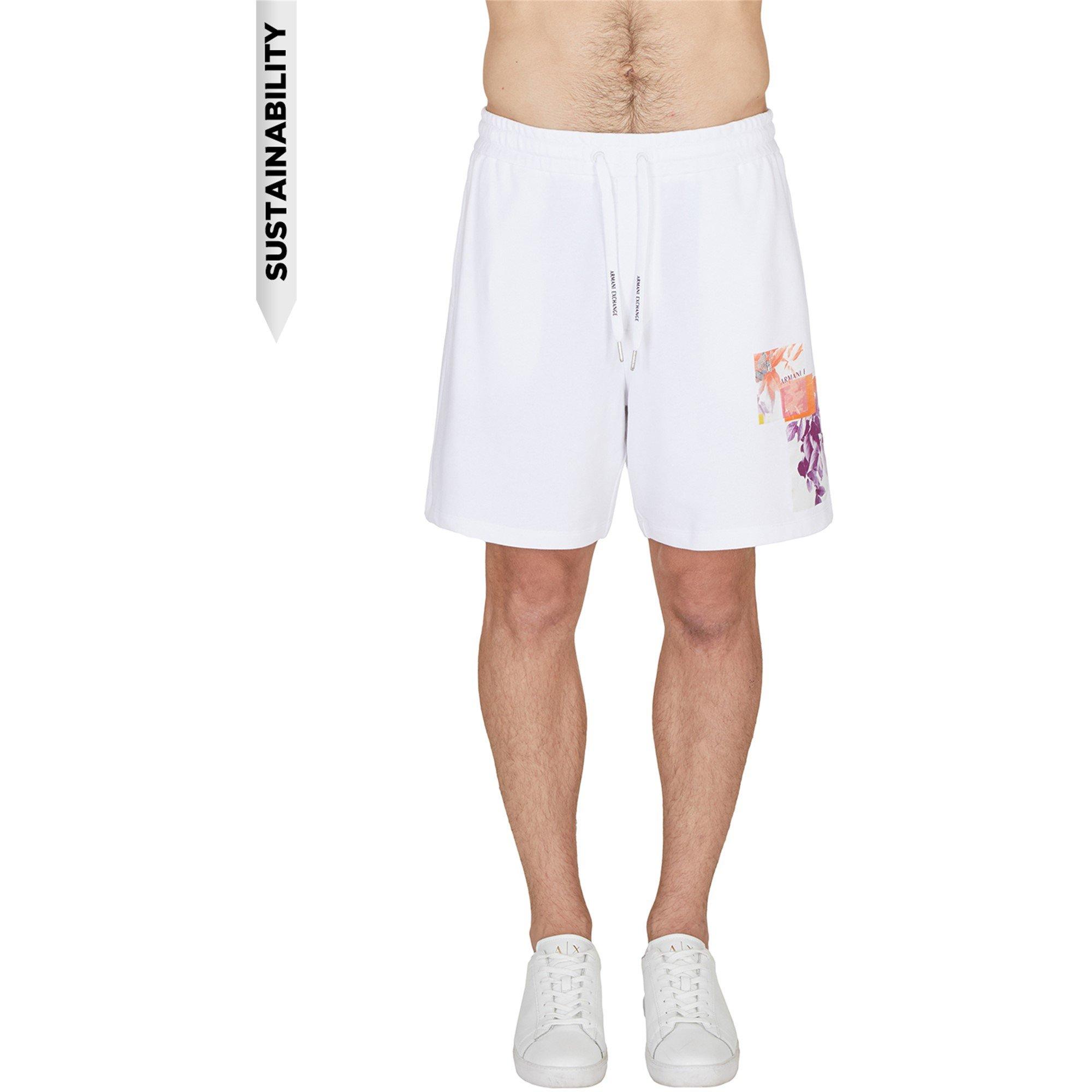 Armani Exchange Unbrushed Organic Cotton Fleece Floral Shorts