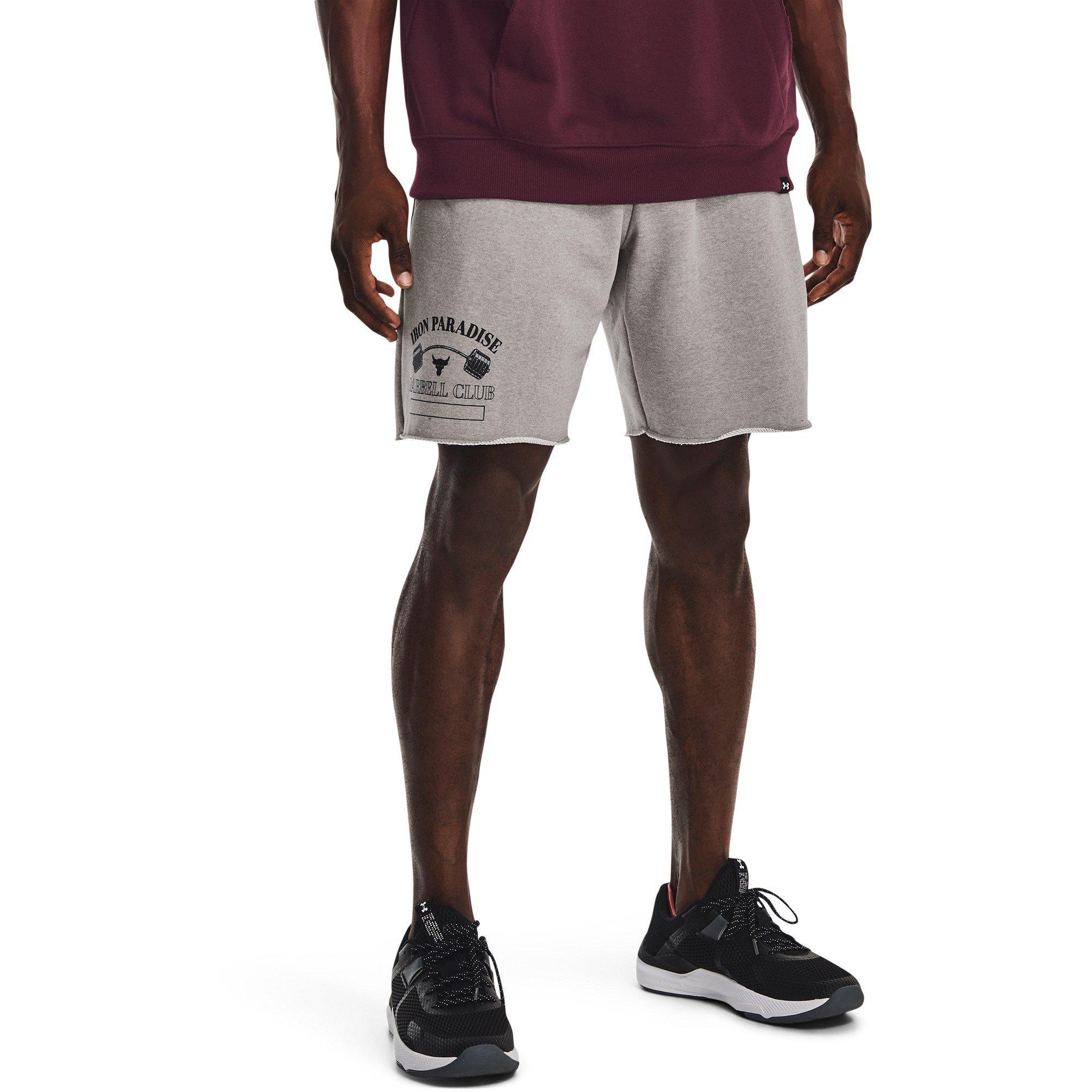 Pewter/Black - Under Armour - Project Rock Terry Shorts Mens - 3