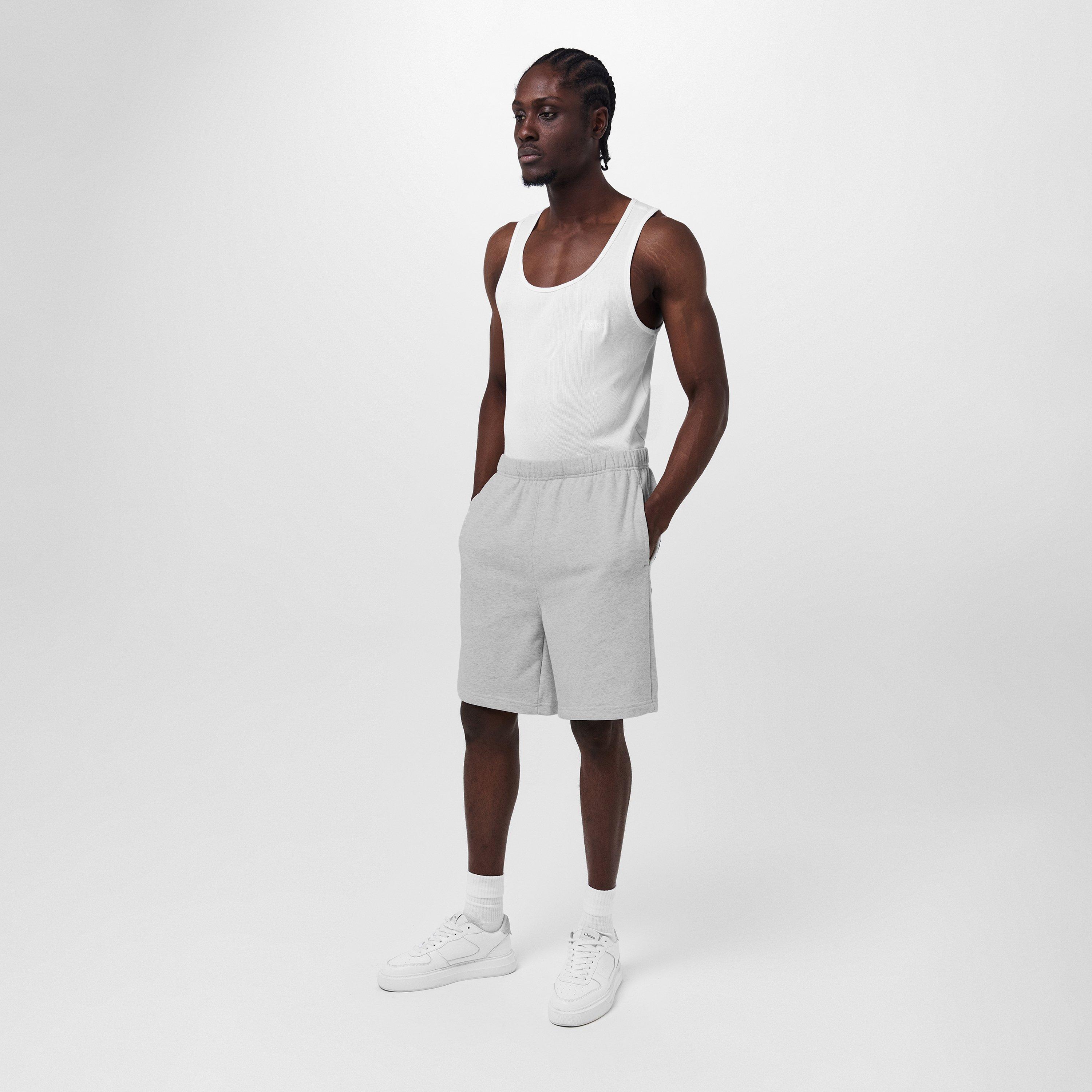 Heather White - AAPE - Men's Relaxed Fit Fleece Jogger Shorts - 3