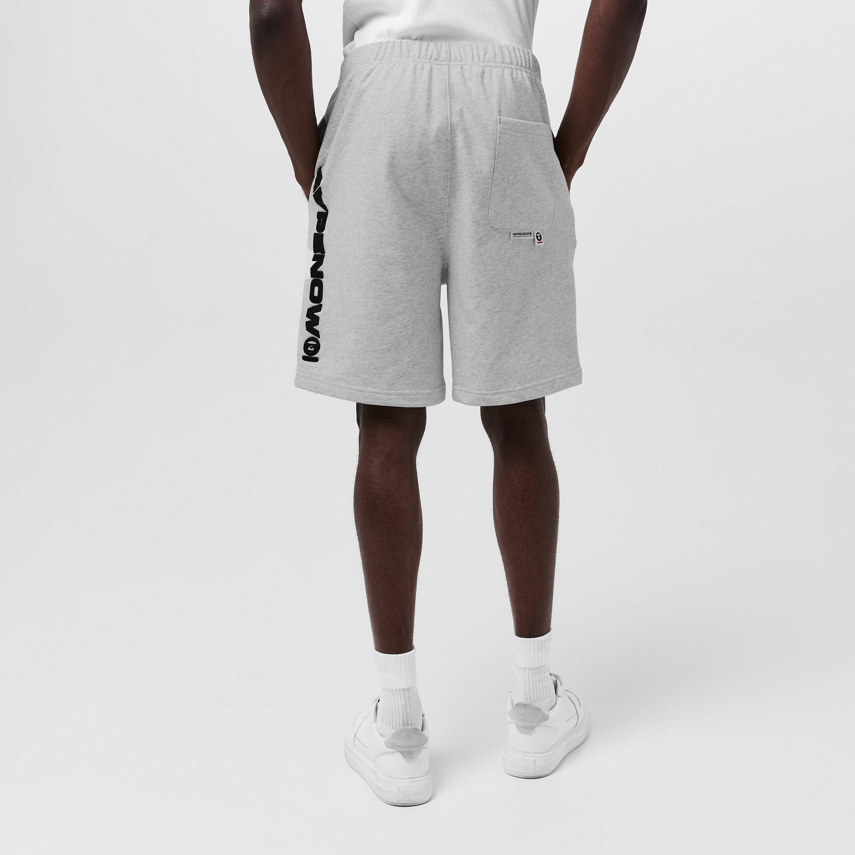 Heather White - AAPE - Men's Relaxed Fit Fleece Jogger Shorts - 4