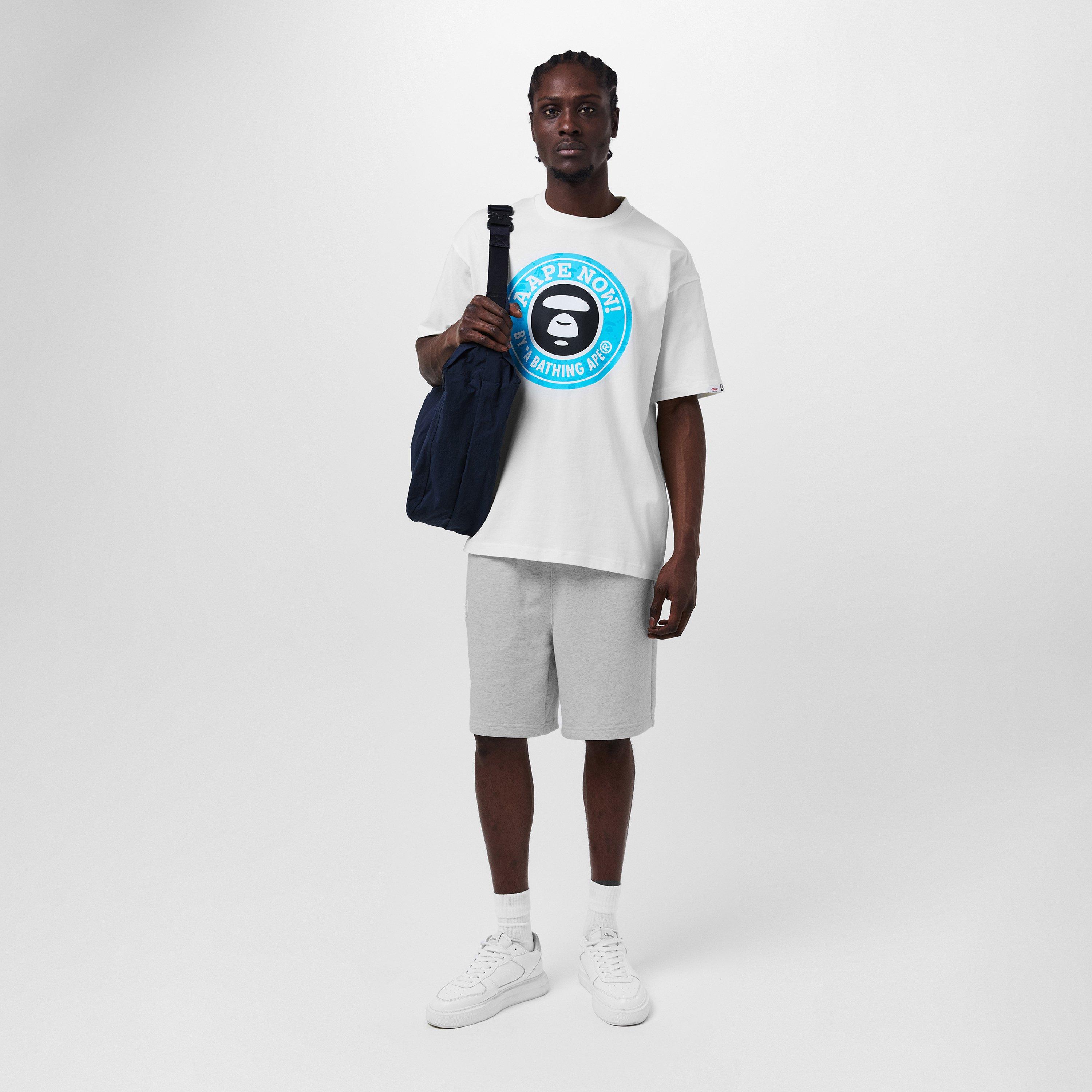 Heather White - AAPE - Men's Relaxed Fit Fleece Jogger Shorts - 6