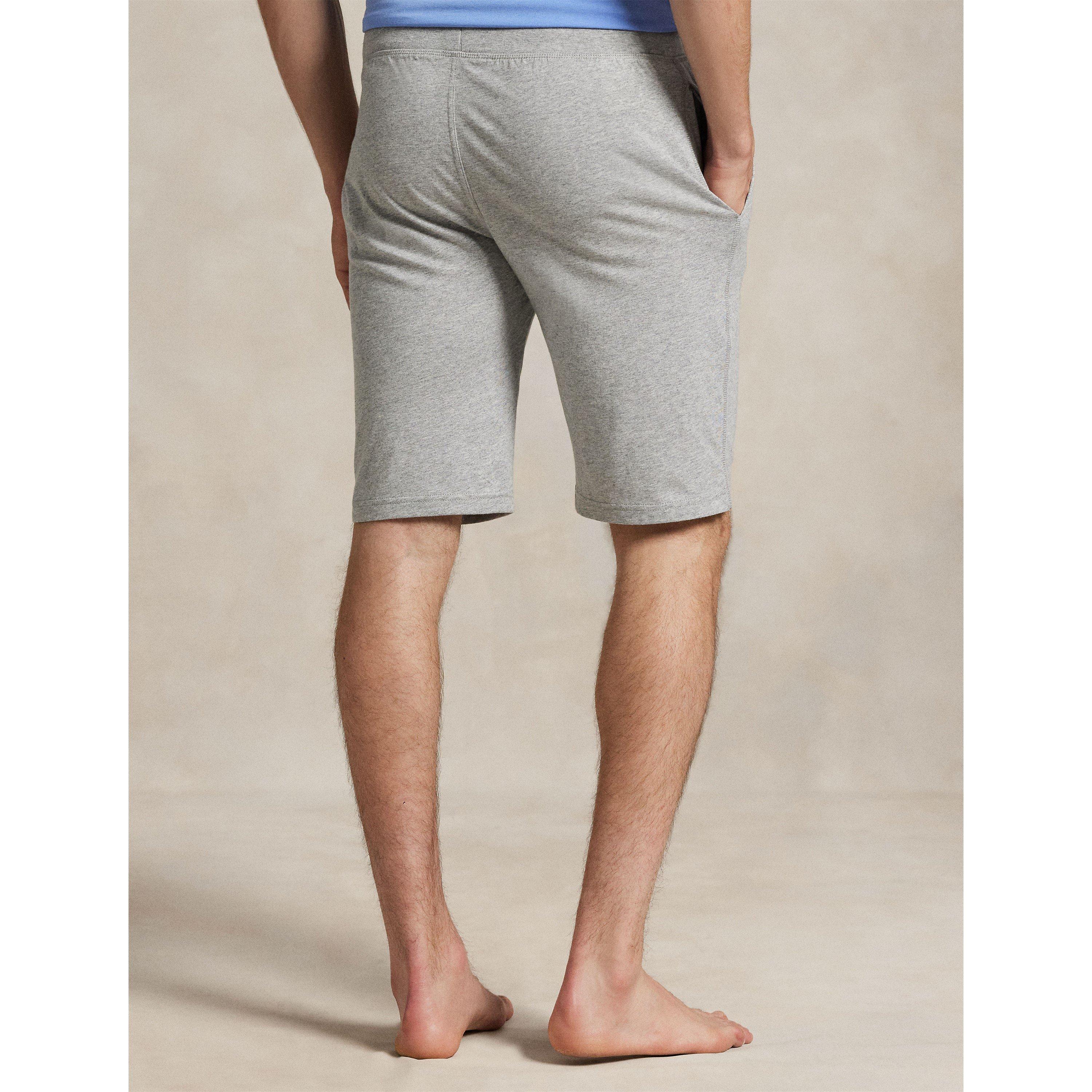 Grey / Navy - Polo Ralph Lauren - Men's Cotton Jersey Jogger Shorts - 4