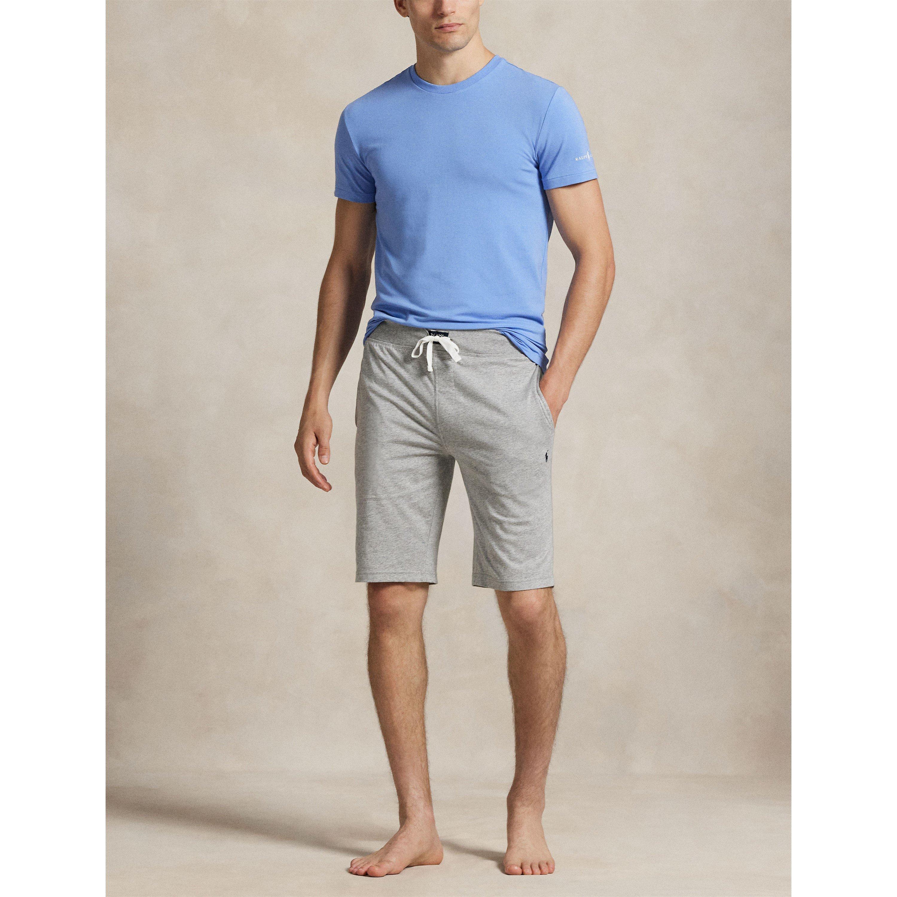 Grey / Navy - Polo Ralph Lauren - Men's Cotton Jersey Jogger Shorts - 5