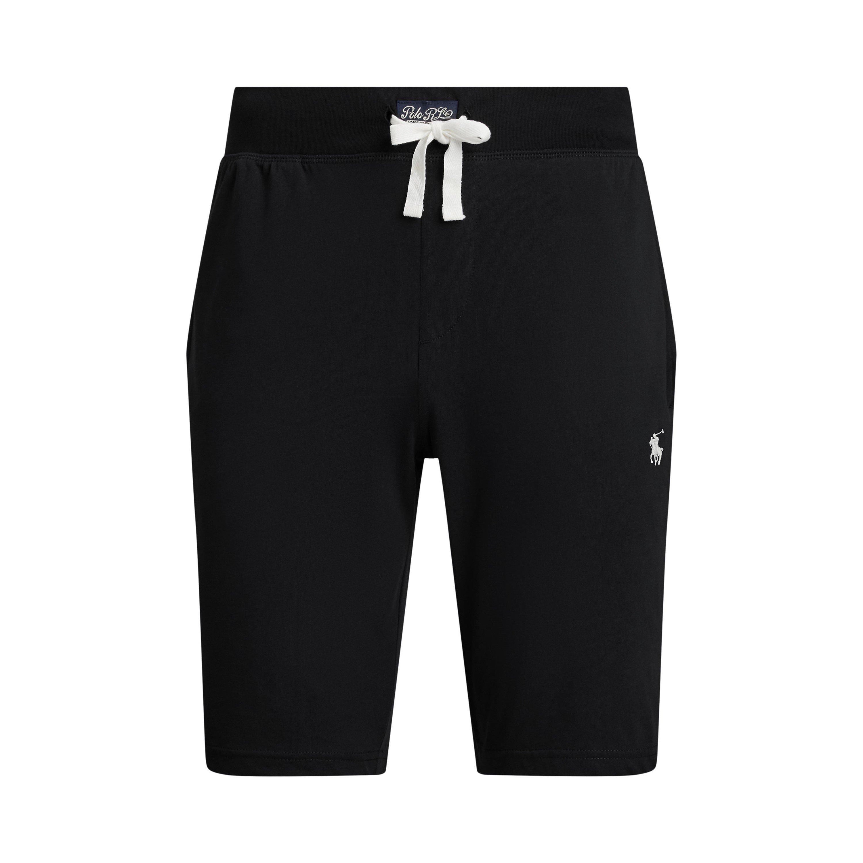Black / White - Polo Ralph Lauren - Men's Cotton Jersey Jogger Shorts - 1