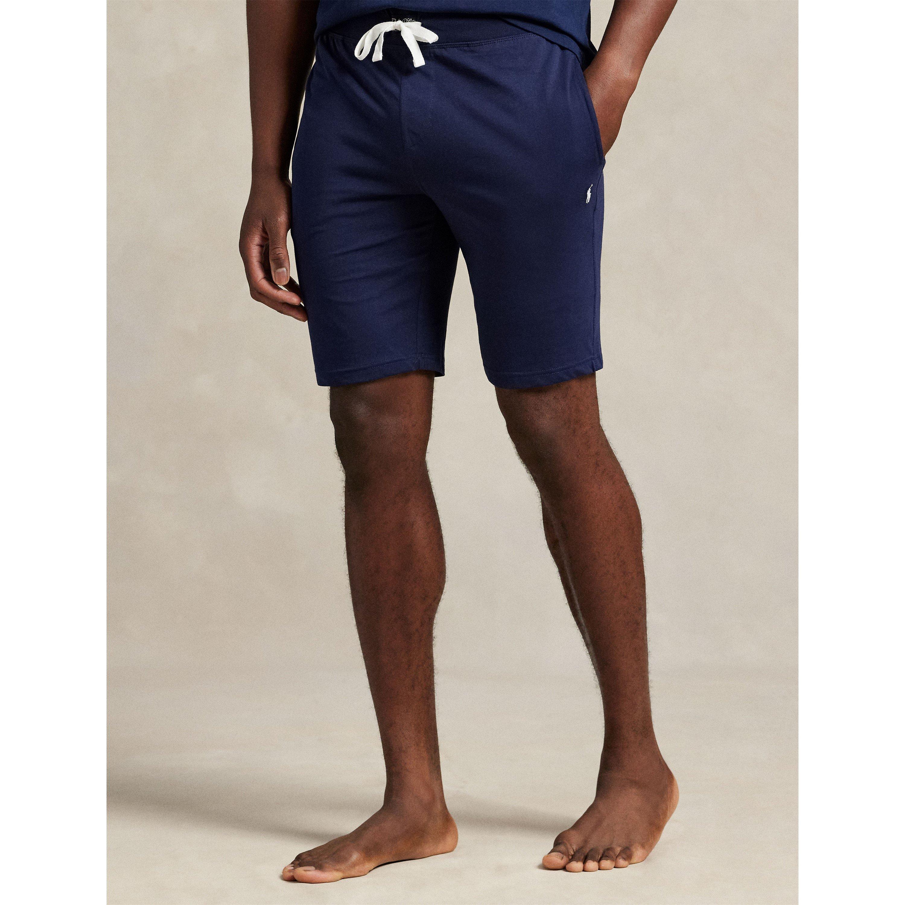 Navy / White - Polo Ralph Lauren - Men's Cotton Jersey Jogger Shorts - 3