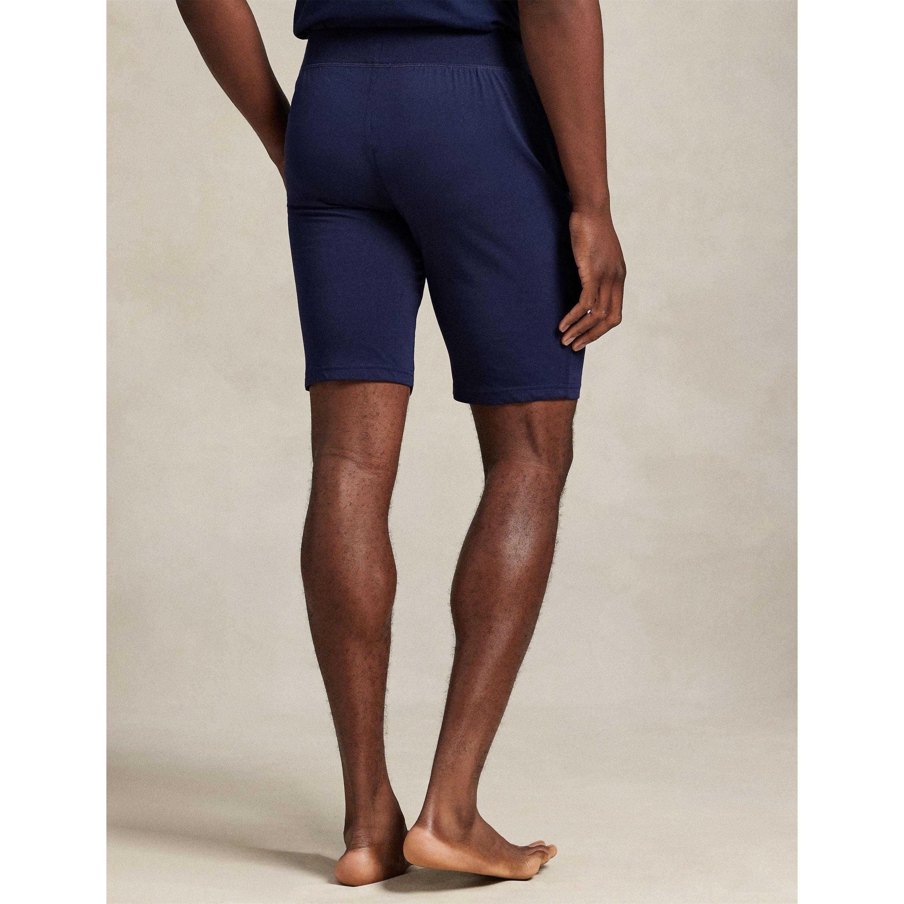 Navy / White - Polo Ralph Lauren - Men's Cotton Jersey Jogger Shorts - 4