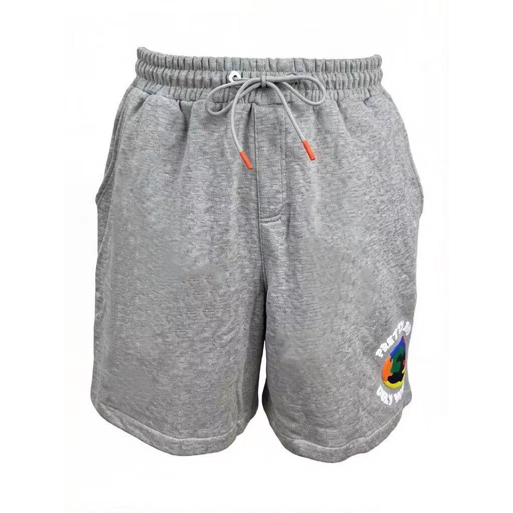 Grey - Pretty Boy Ugly World - Mens Cotton 4 Pockets Fleece Jogger Shorts - 1