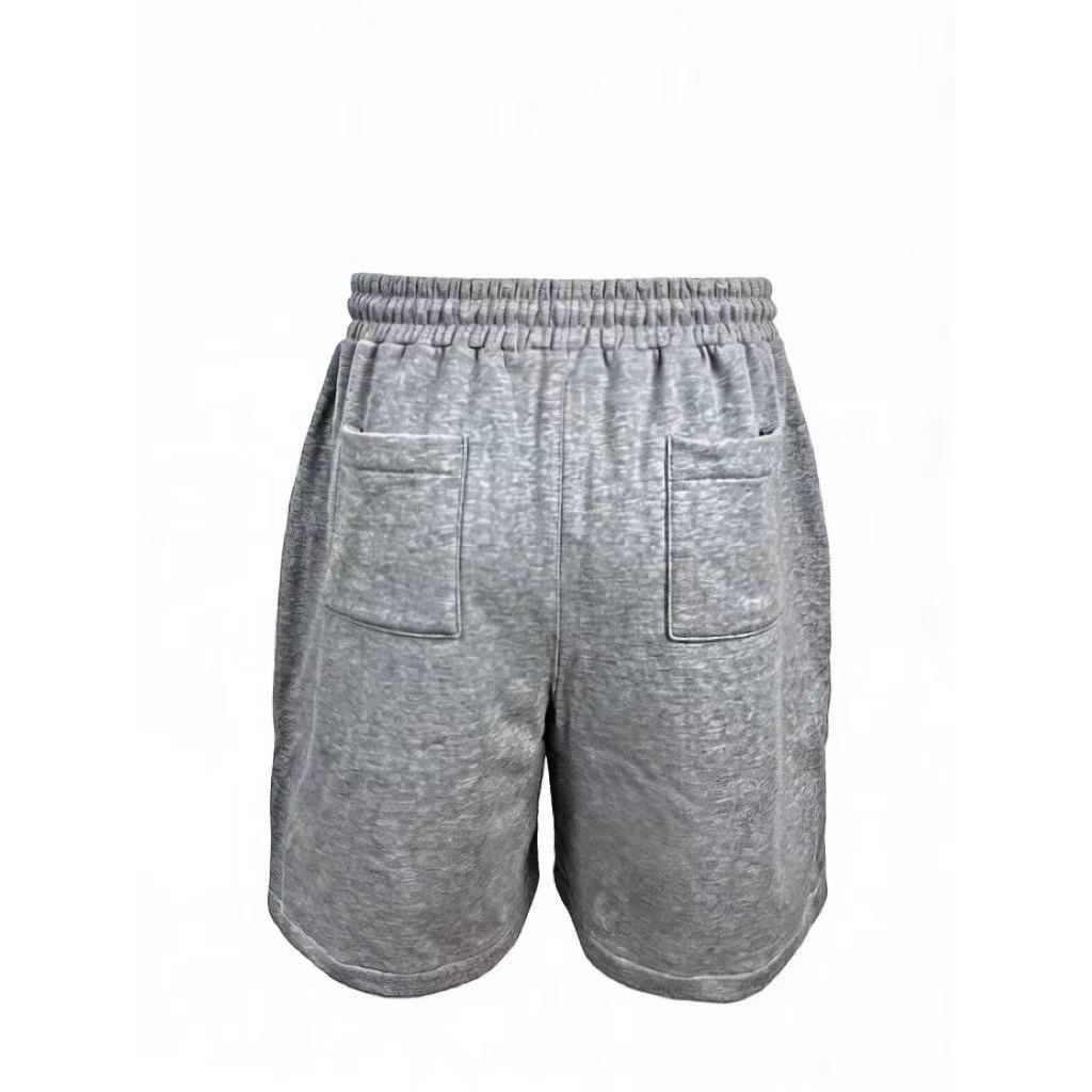 Grey - Pretty Boy Ugly World - Mens Cotton 4 Pockets Fleece Jogger Shorts - 3