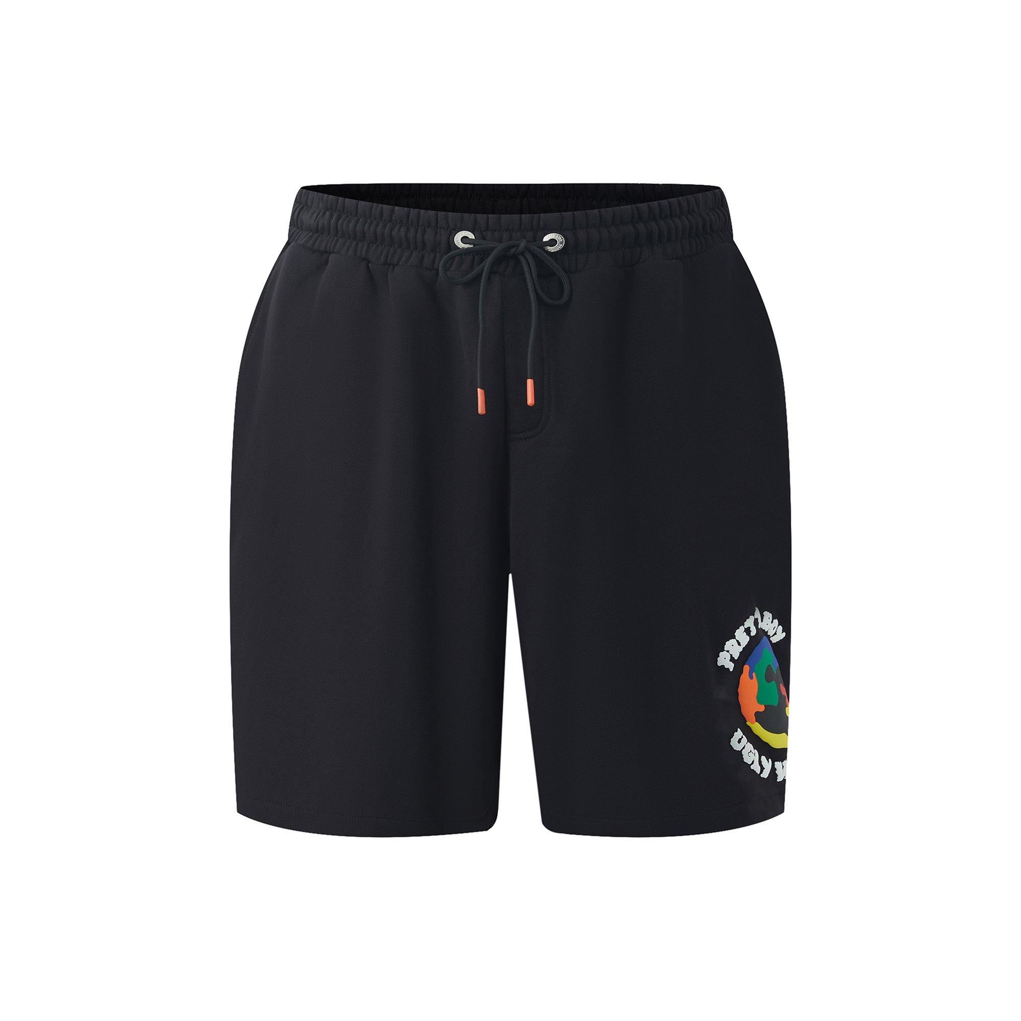 Black - Pretty Boy Ugly World - Mens Cotton 4 Pockets Fleece Jogger Shorts - 1