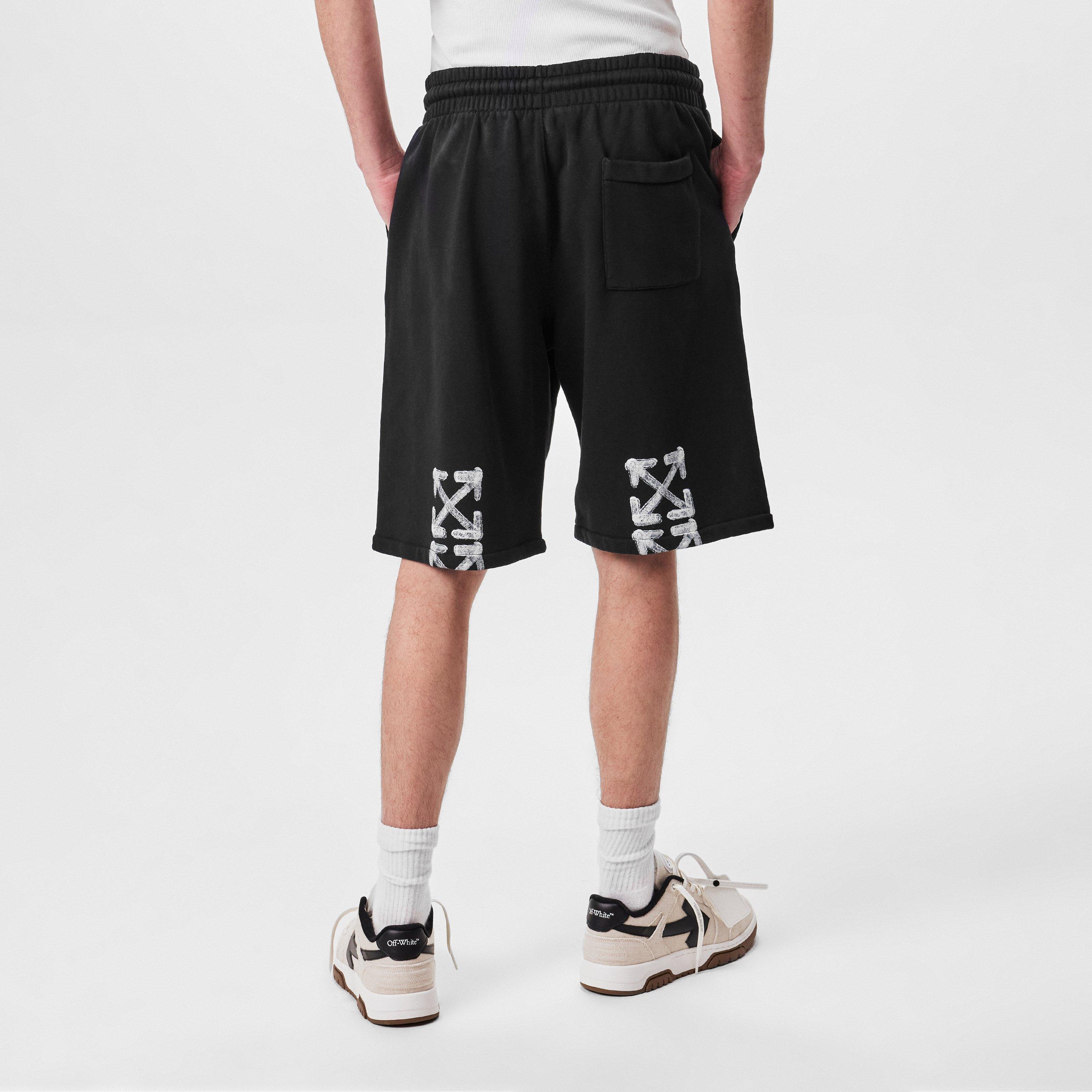 Black/White - Off White - Men's Spray Arrow Design Shorts - 4