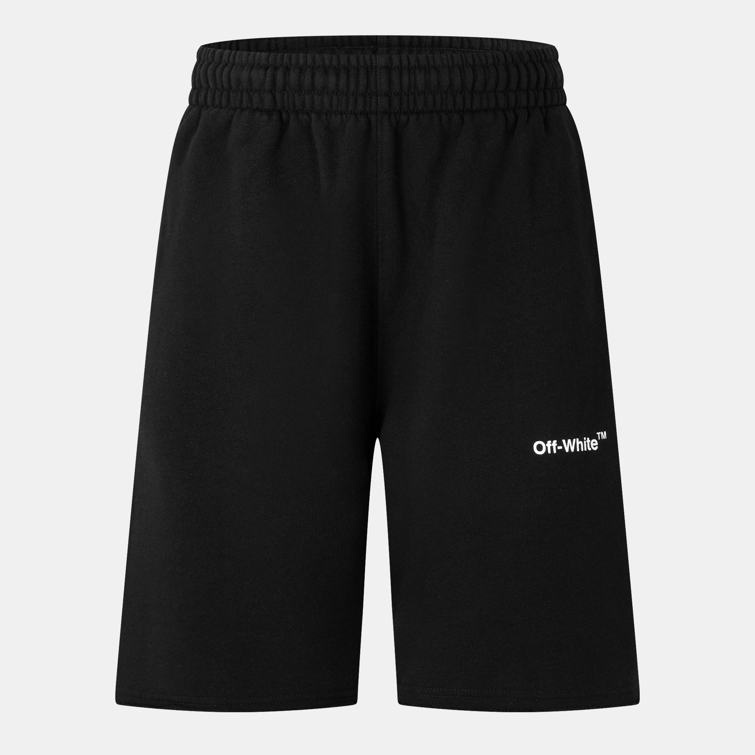 Negro/Blanco - Off White - Men's Diag Cotton Arrow Motif Fleece Jogger Shorts - 1