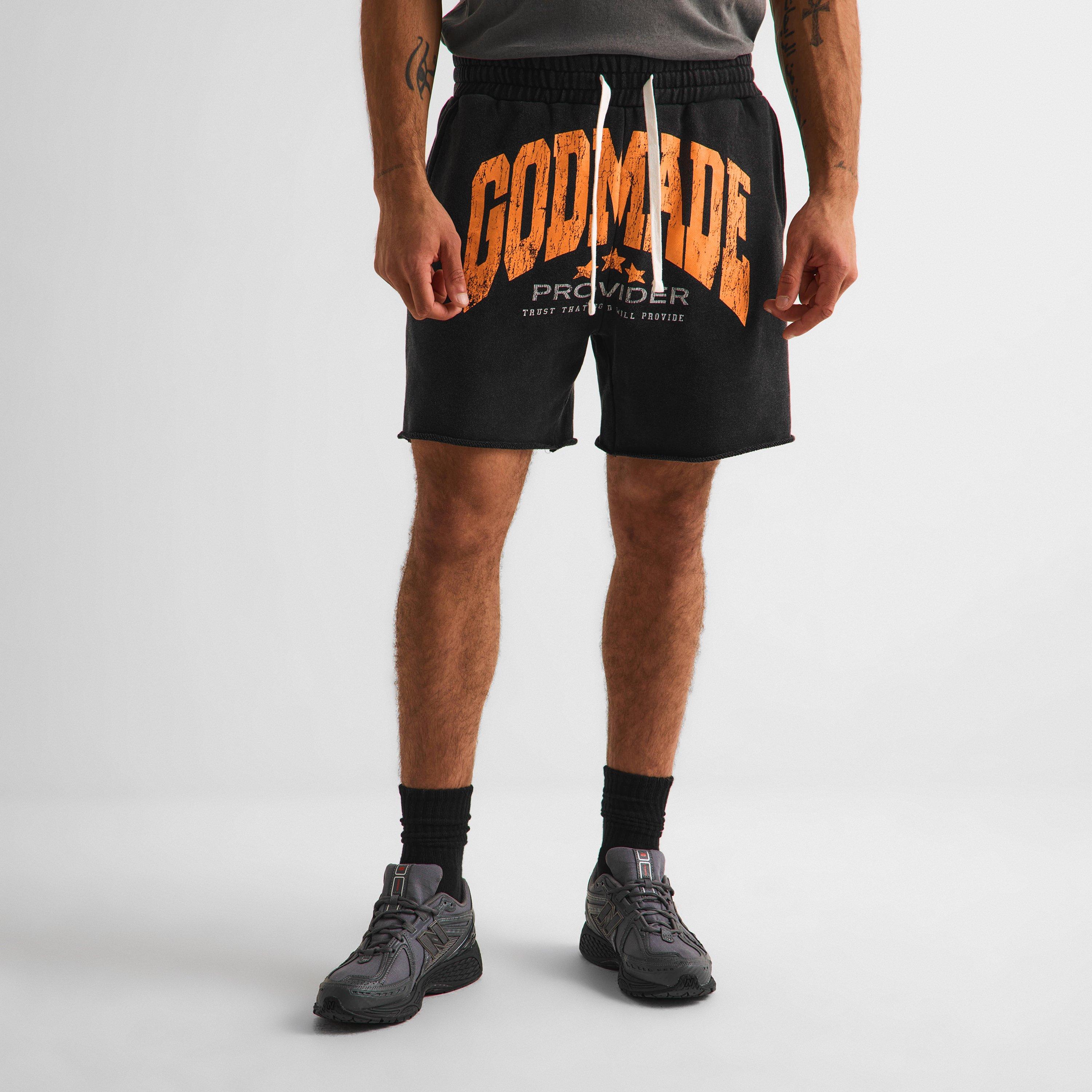 Washed Grey - God Made - Men's Fleece Jogger Shorts - 3