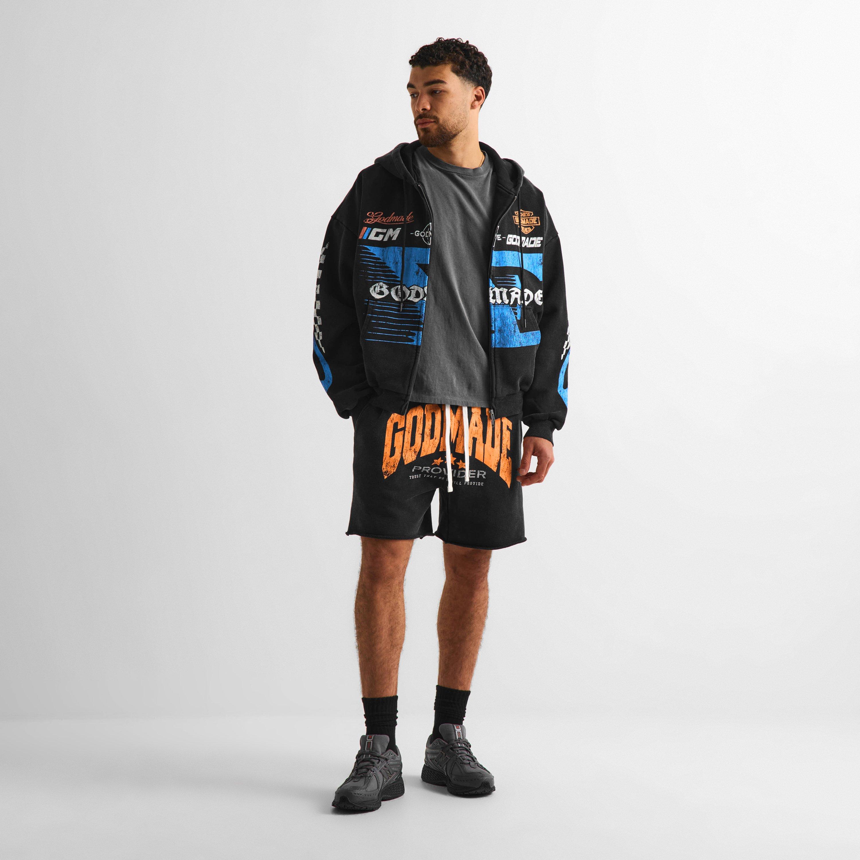 Washed Grey - God Made - Men's Fleece Jogger Shorts - 6