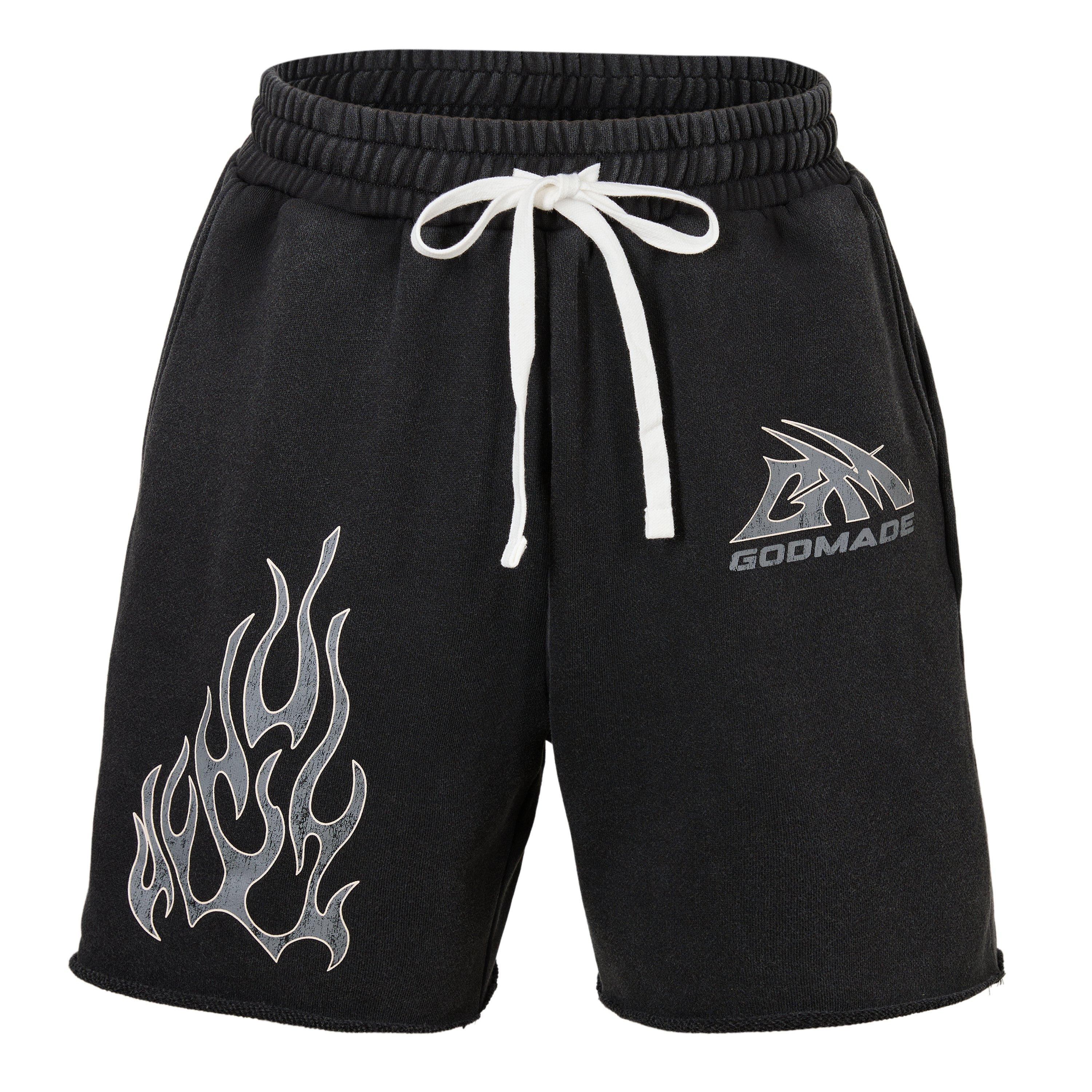 WASH BLACK - God Made - Men's Fleece Jogger Shorts - 1