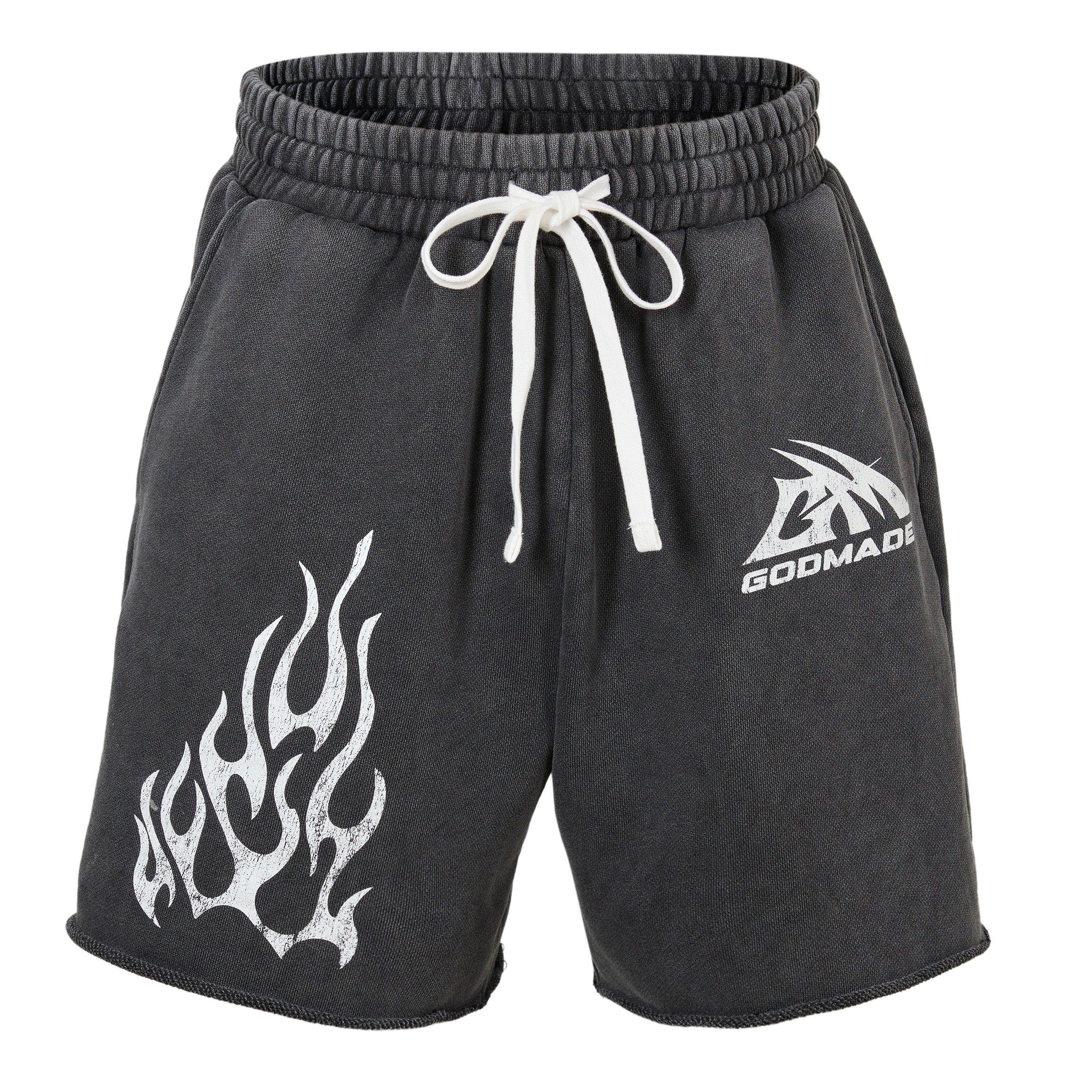 WASH Black - God Made - Men's Fleece Jogger Shorts - 1