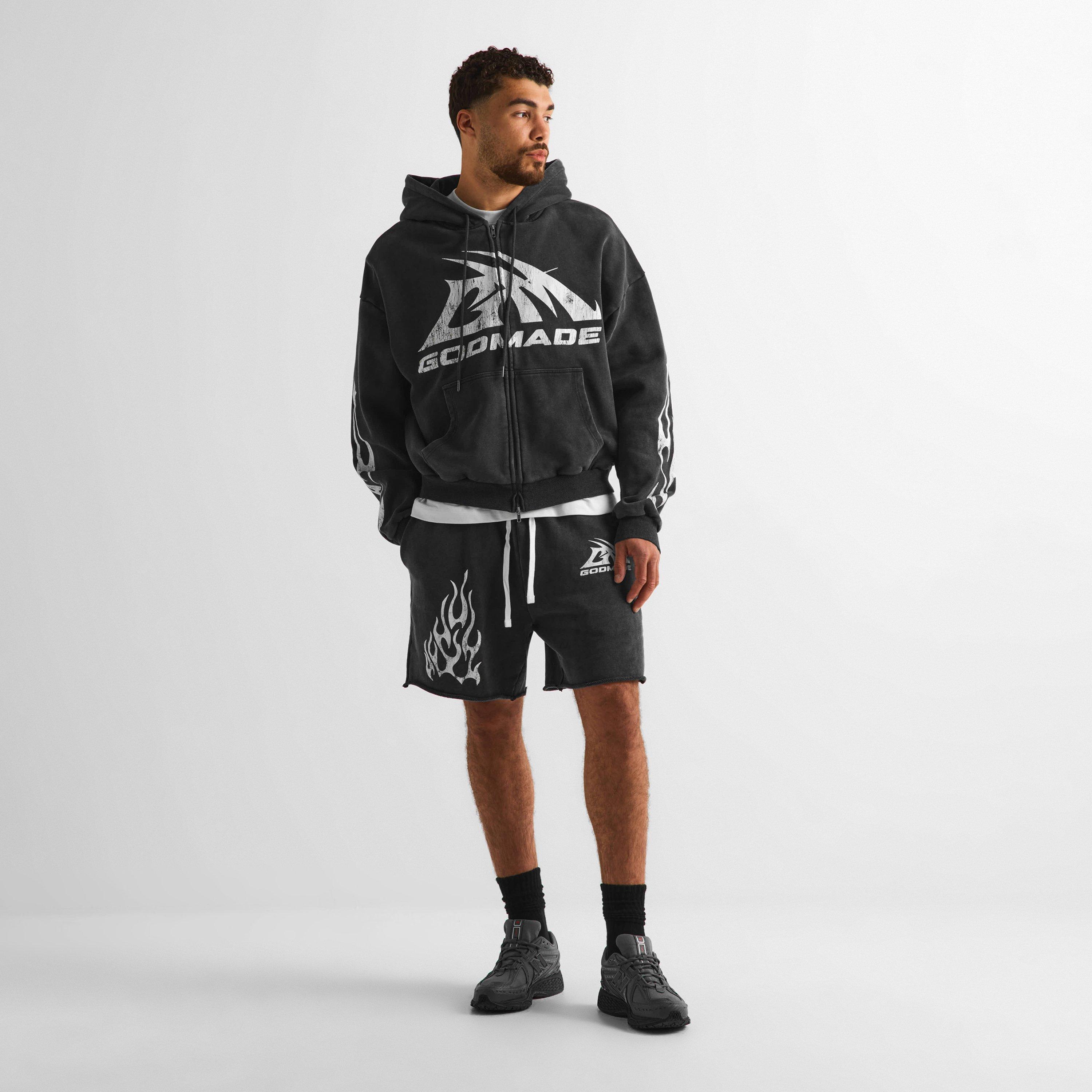 WASH Black - God Made - Men's Fleece Jogger Shorts - 6