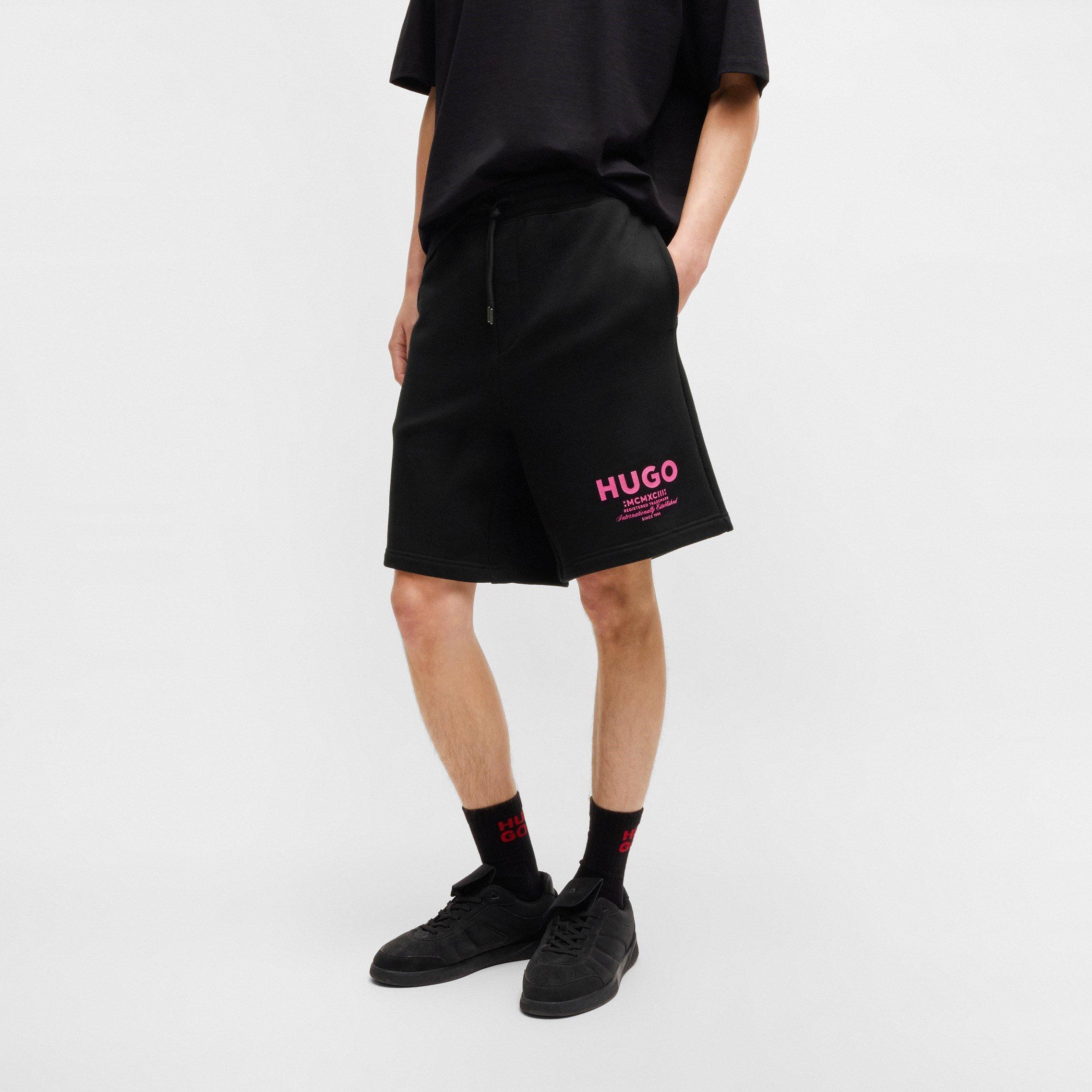 Black 003 - Hugo - Men's Nomario Fleece Jogger Shorts - 2