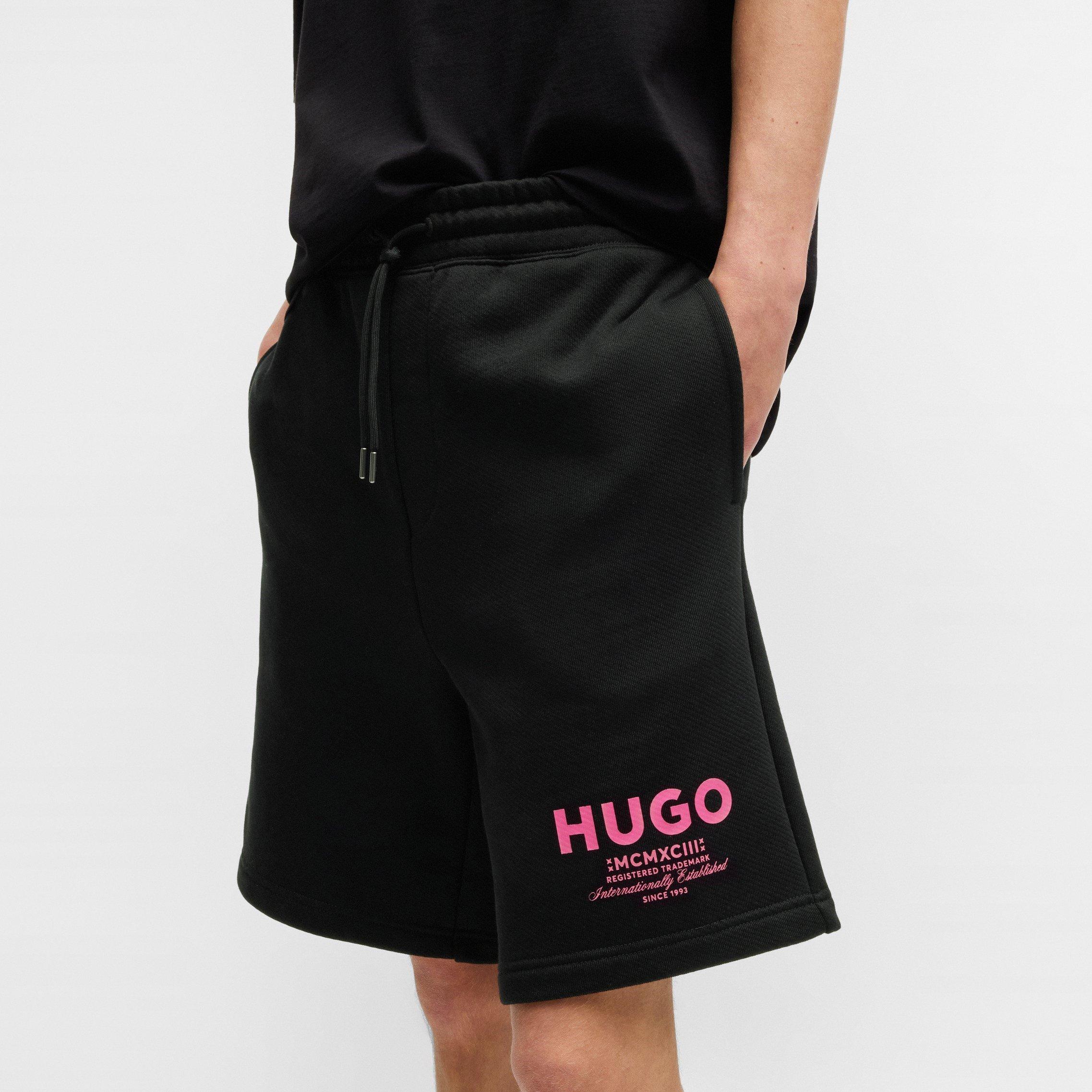 Black 003 - Hugo - Men's Nomario Fleece Jogger Shorts - 4