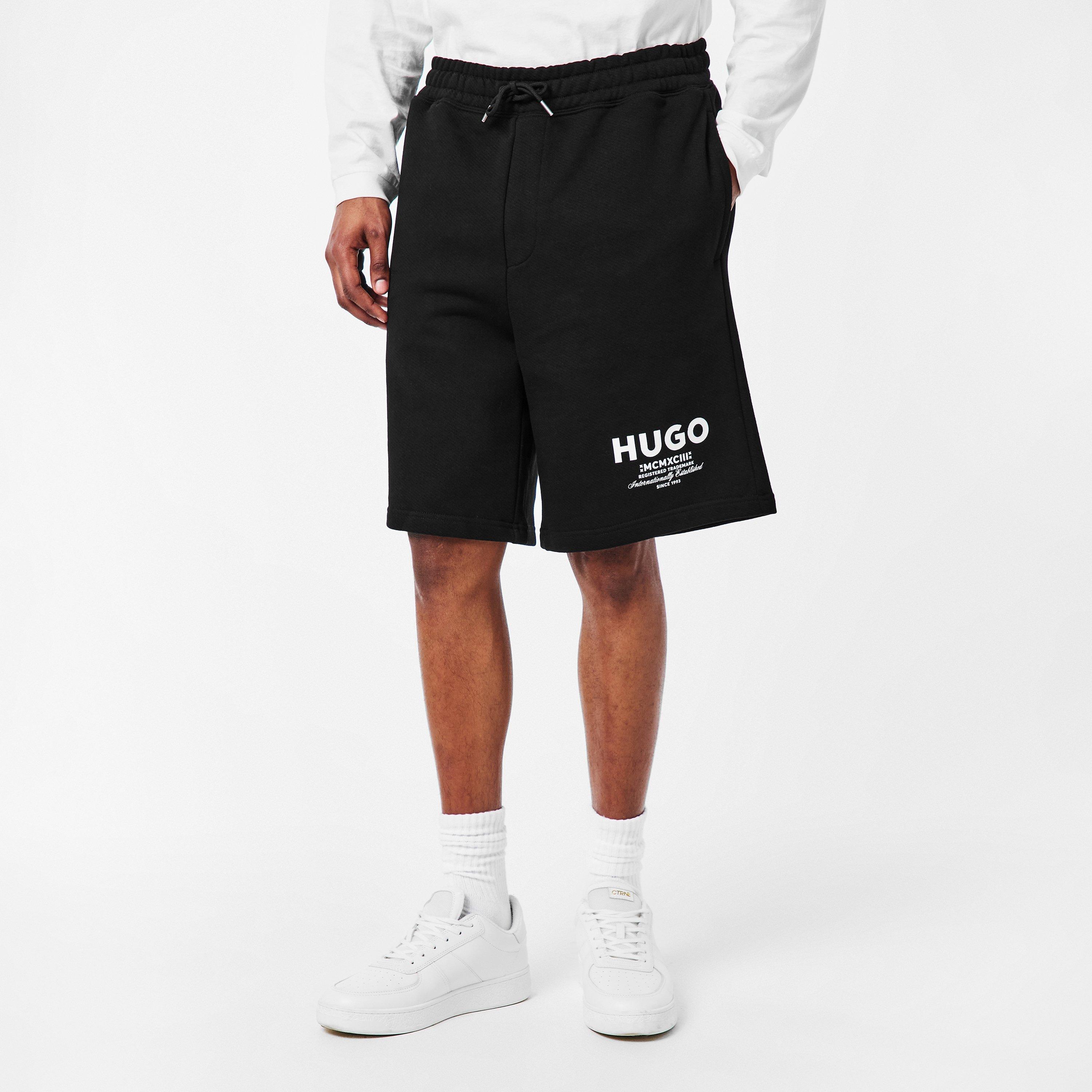Black 005 - Hugo - Men's Nomario Fleece Jogger Shorts - 3