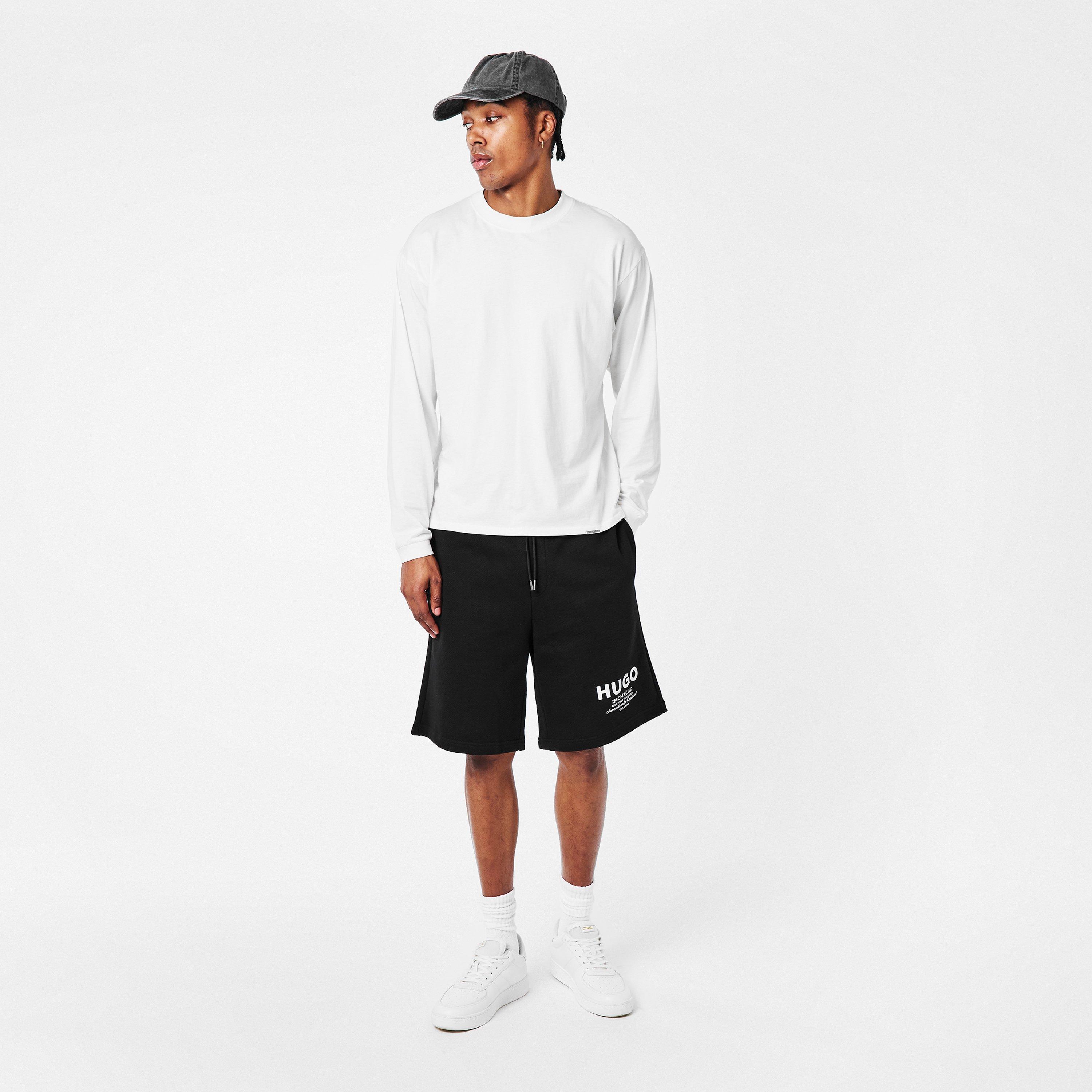 Black 005 - Hugo - Men's Nomario Fleece Jogger Shorts - 6