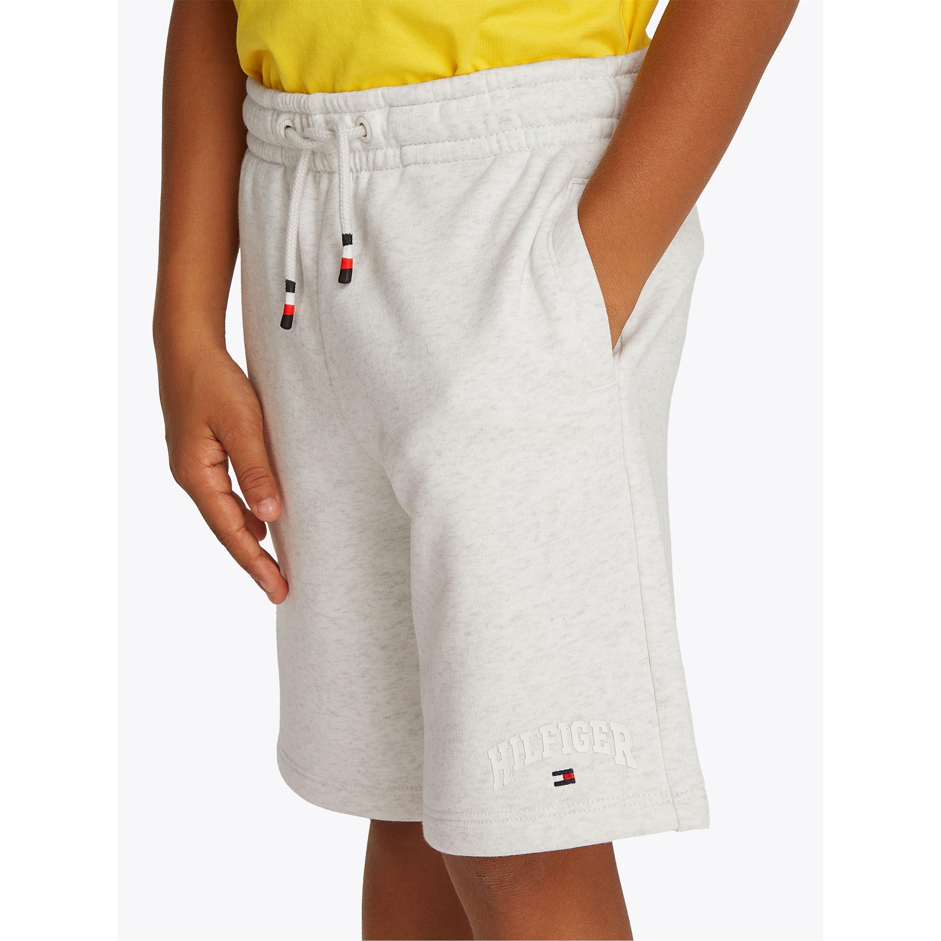 Snow Wht Hthr - Tommy Hilfiger - Kids' Varsity Fleece Jogger Shorts - 3